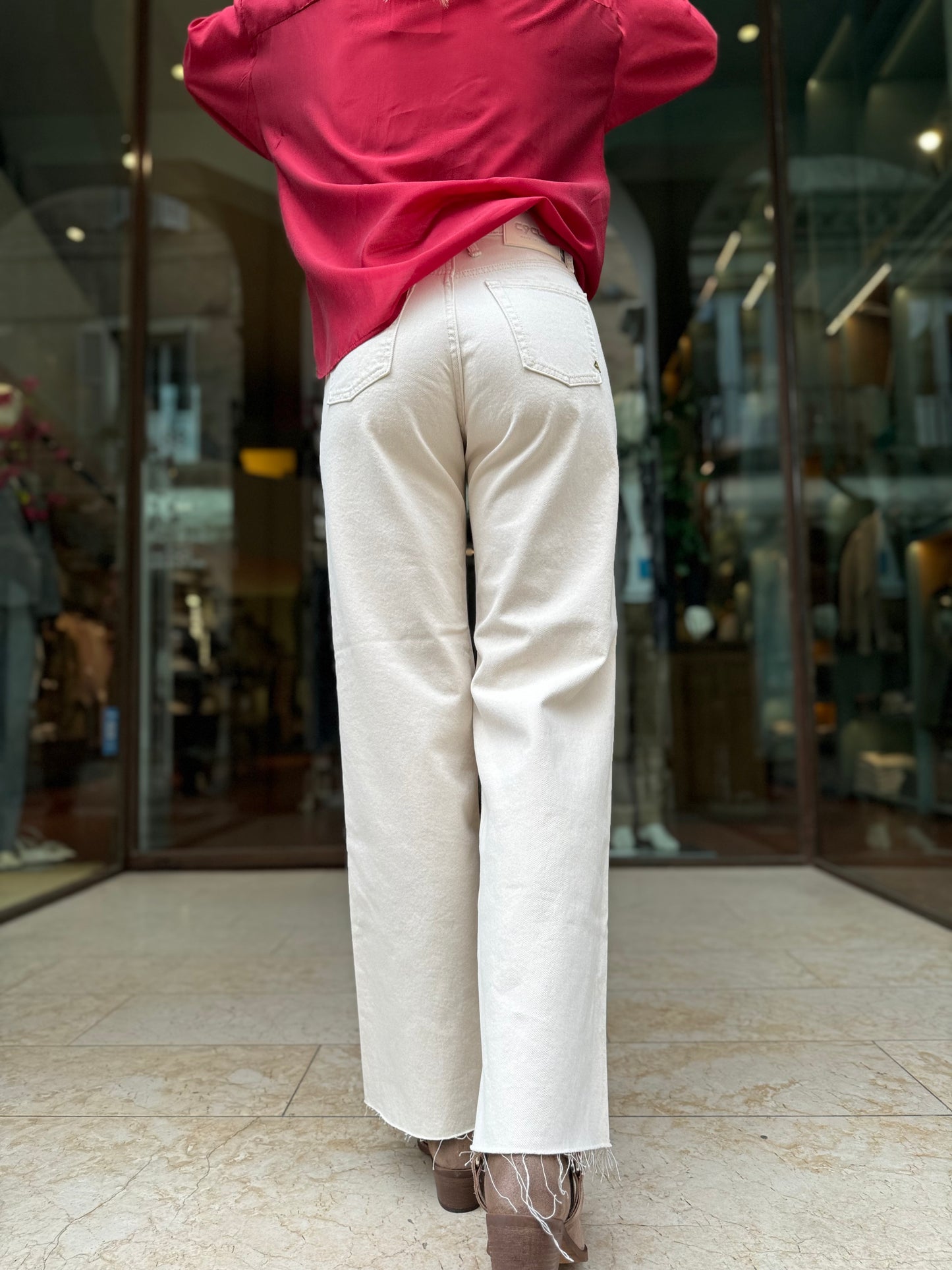 Cycle Jeans Luna flare fit fondo sfrangiato BEIGE