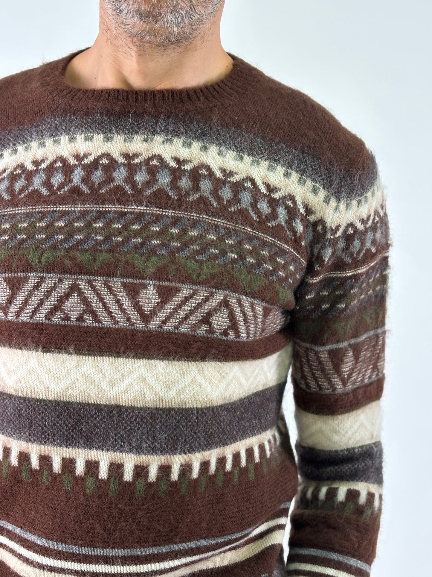 Retois Maglia girocollo ml fantasia MARRONE/GRIGIO/PANNA/VERDE