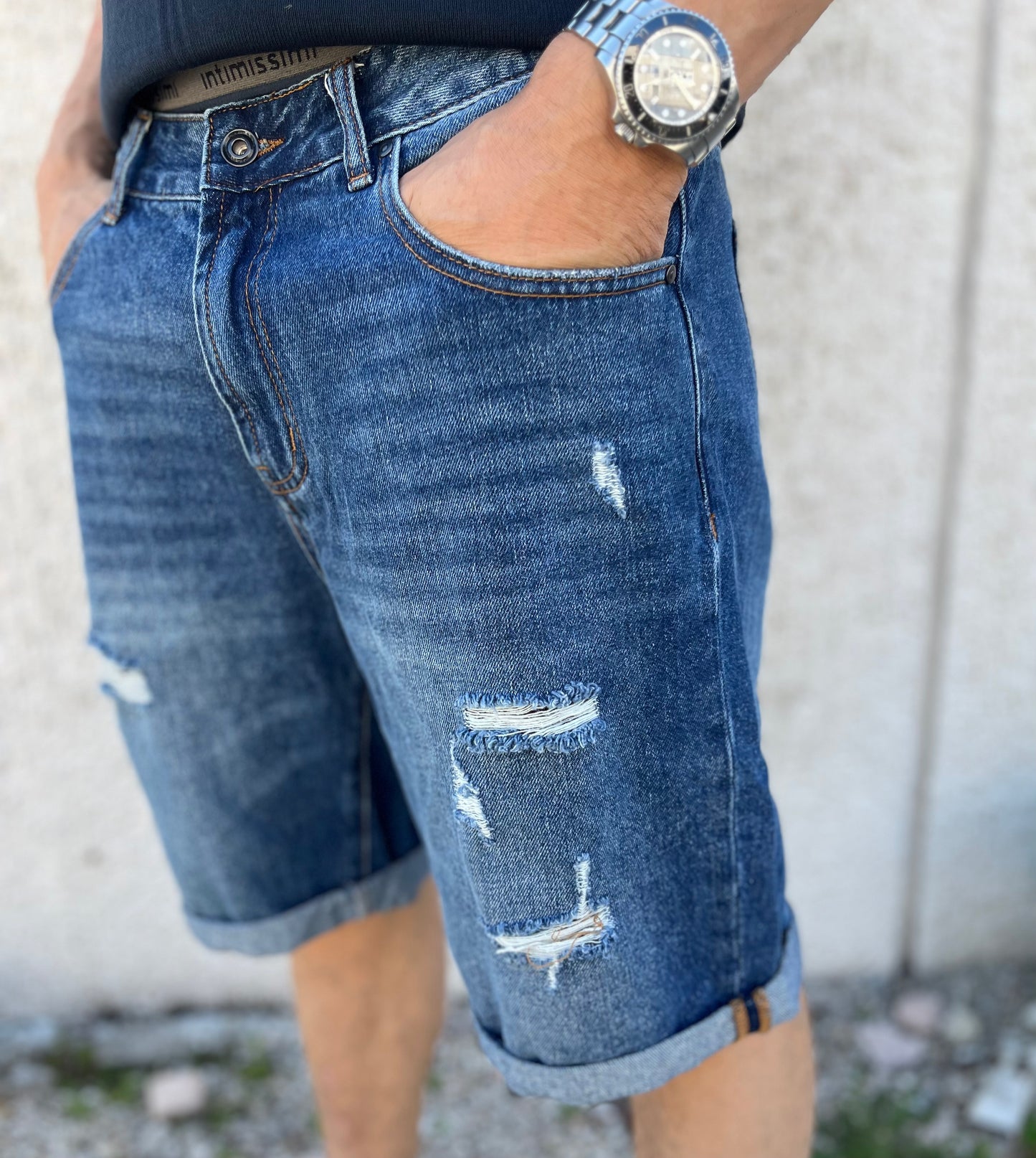 Rytual bermuda regular fit strappato JEANS