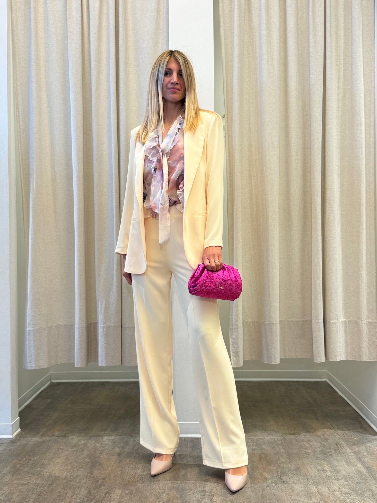 Susy Mix Pantalone tessuto scivolato largo GIALLO