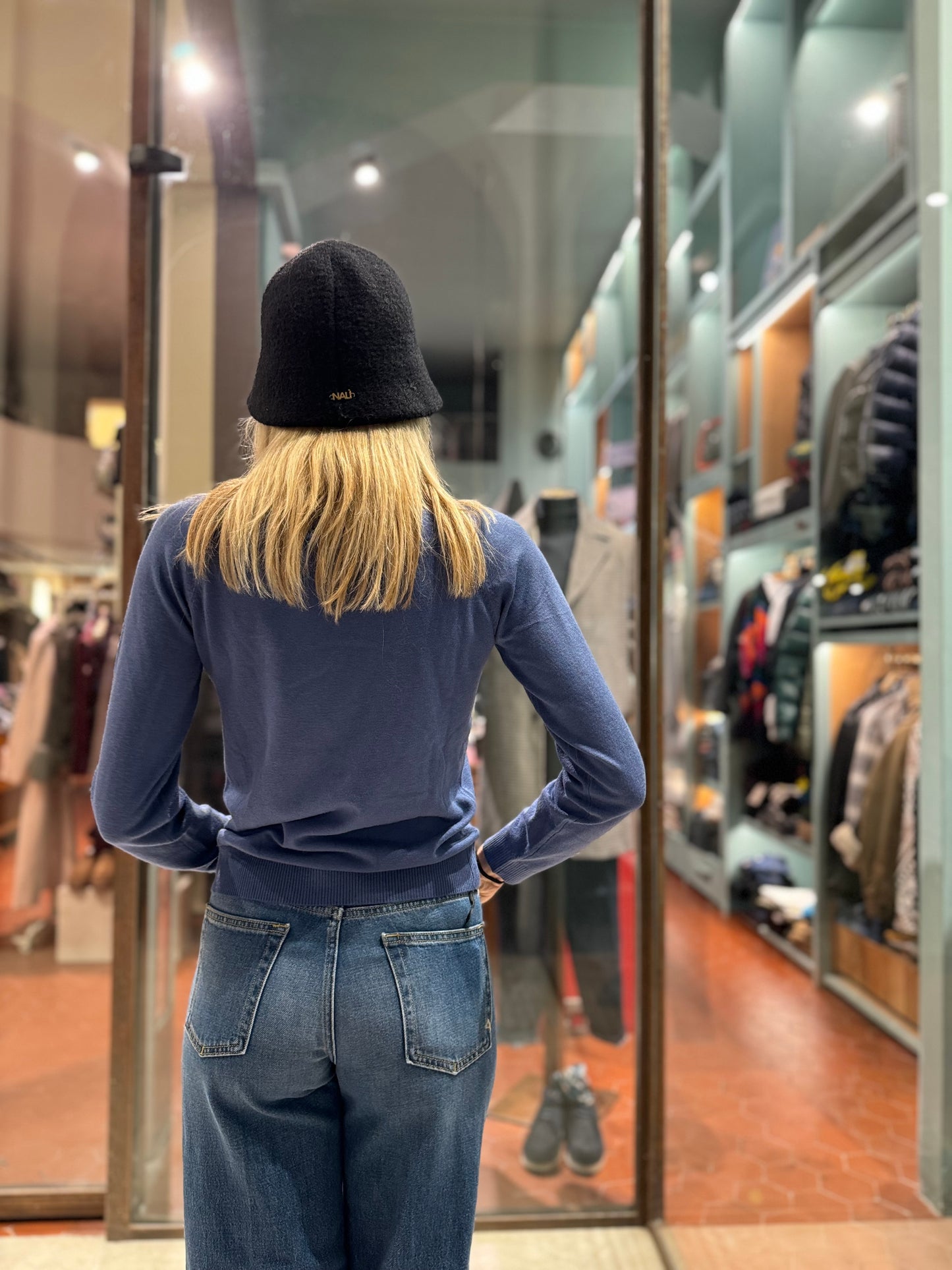 Kocca Maglia c/alto con bottoni laterali sul collo PETROLIO OPACO