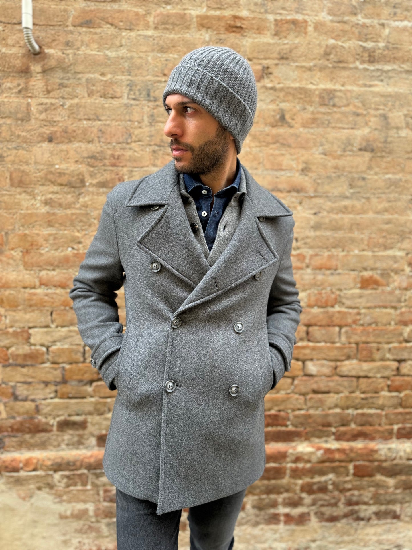 Loft88 Cappotto doppiopetto collo revers GRIGIO
