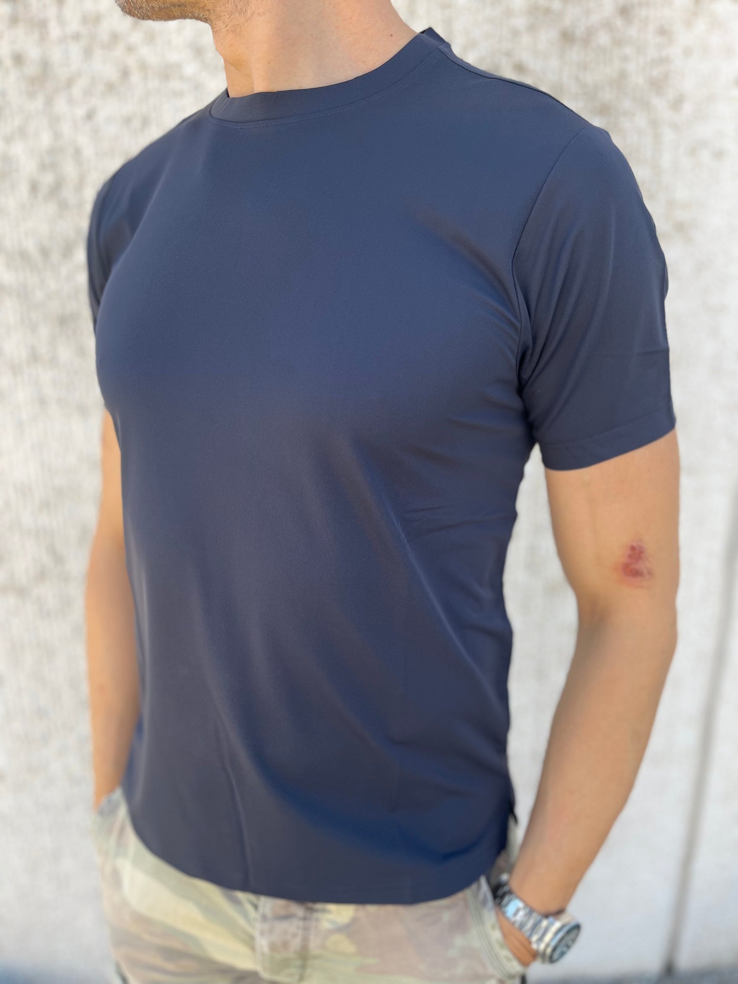 loft88 maglia manica corta in tessuto tecnico piquet BLU