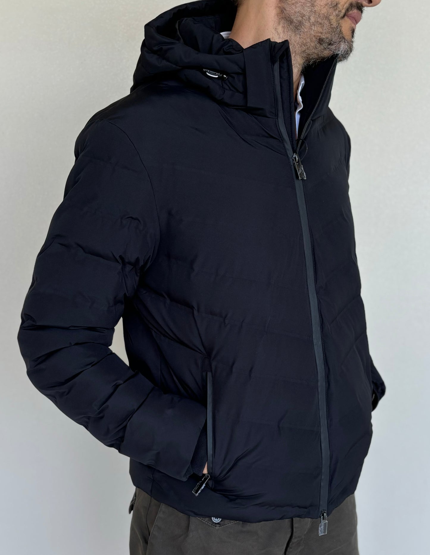 Markup Piumino con cappuccio termosaldato BLU