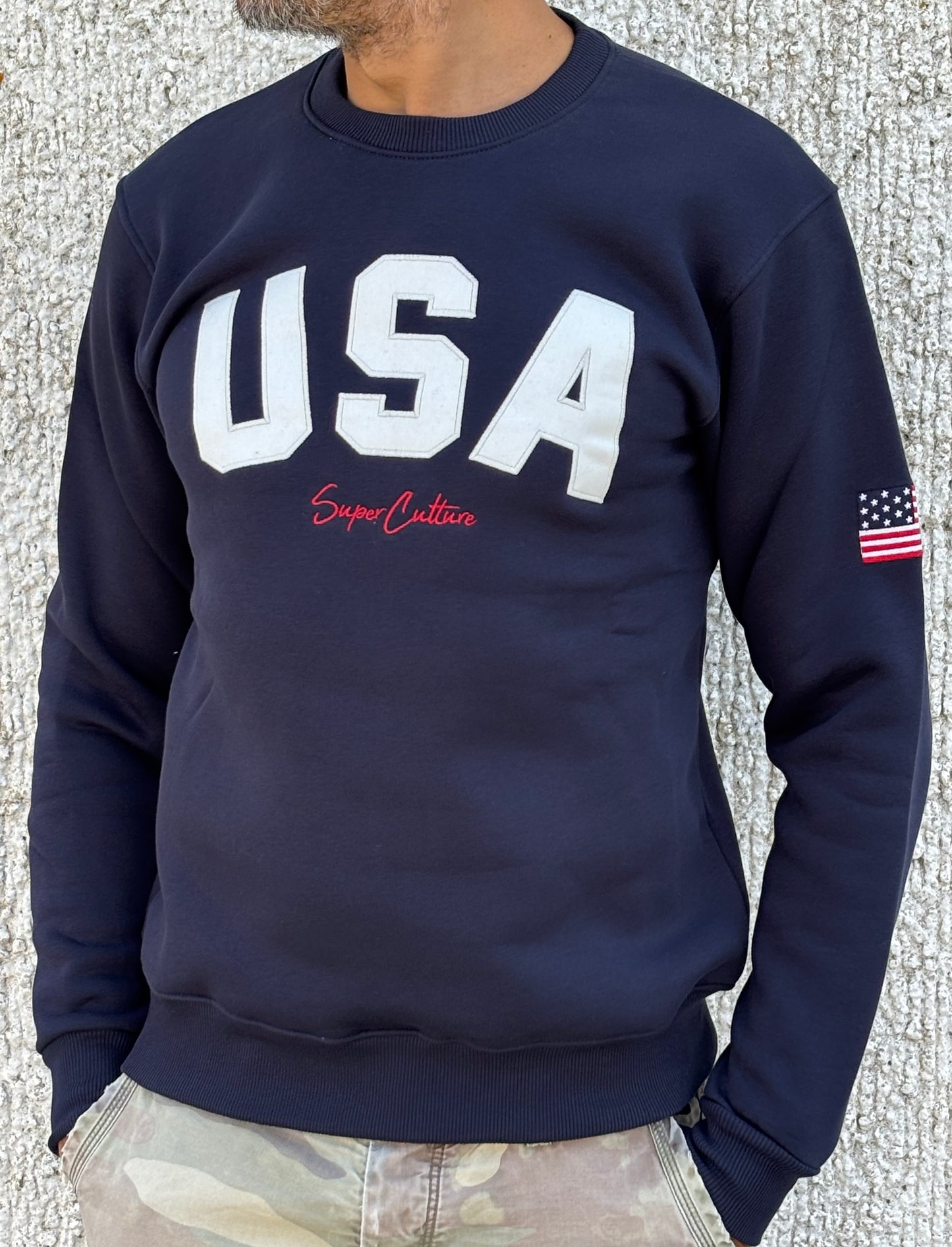 Superculture Felpa girocollo USA BLU