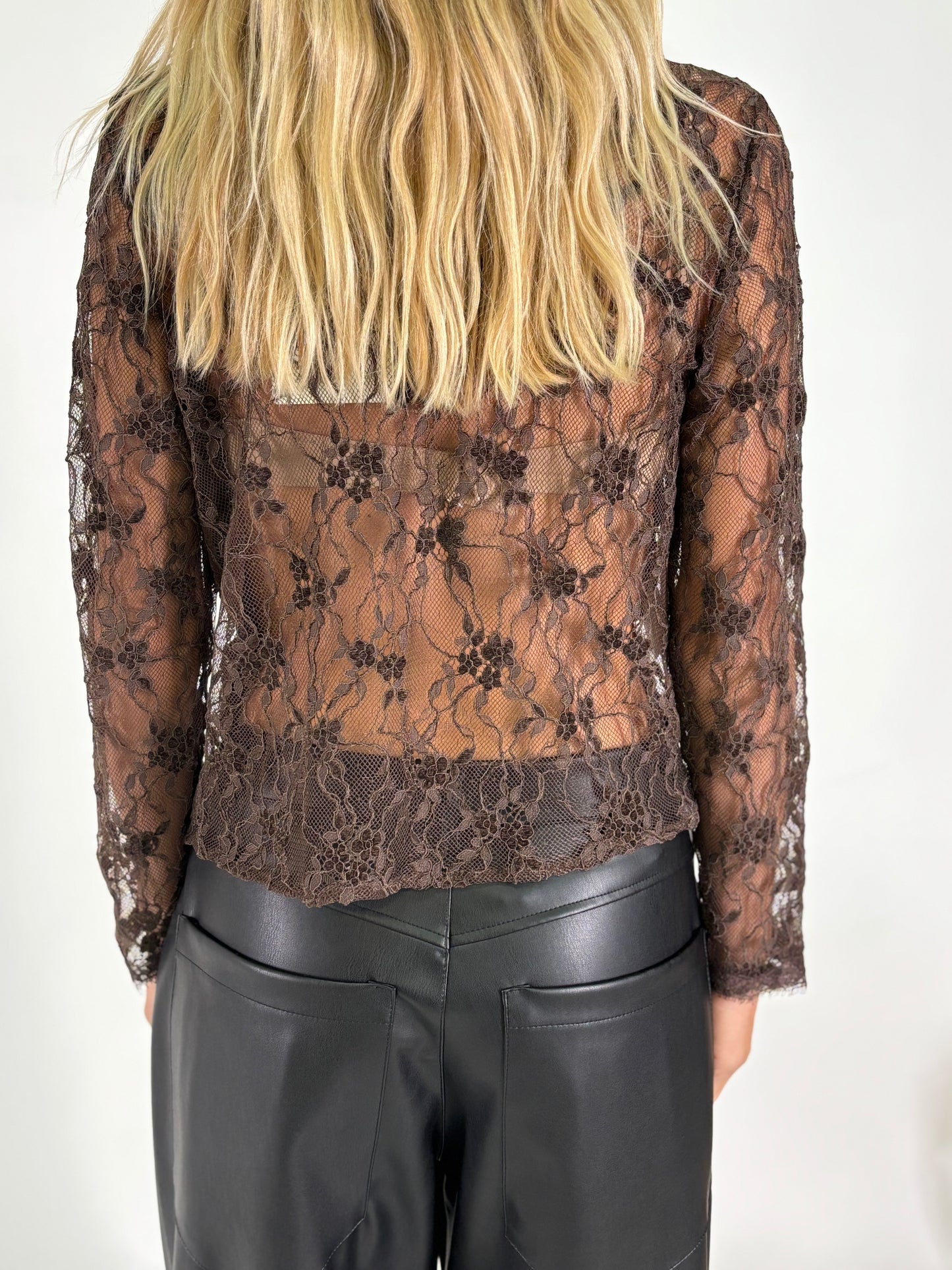 Tensione In Blusa ml in pizzo MARRONE