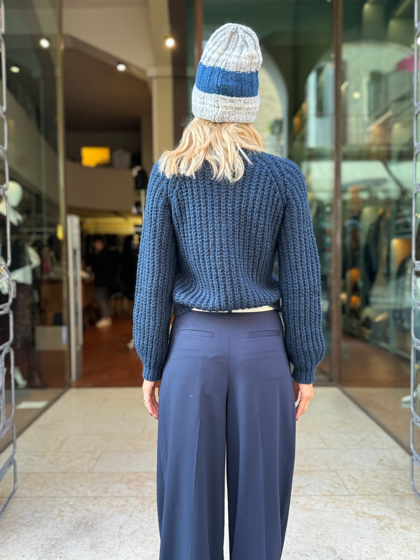 Merci Maglia girocollo, trecce BLU