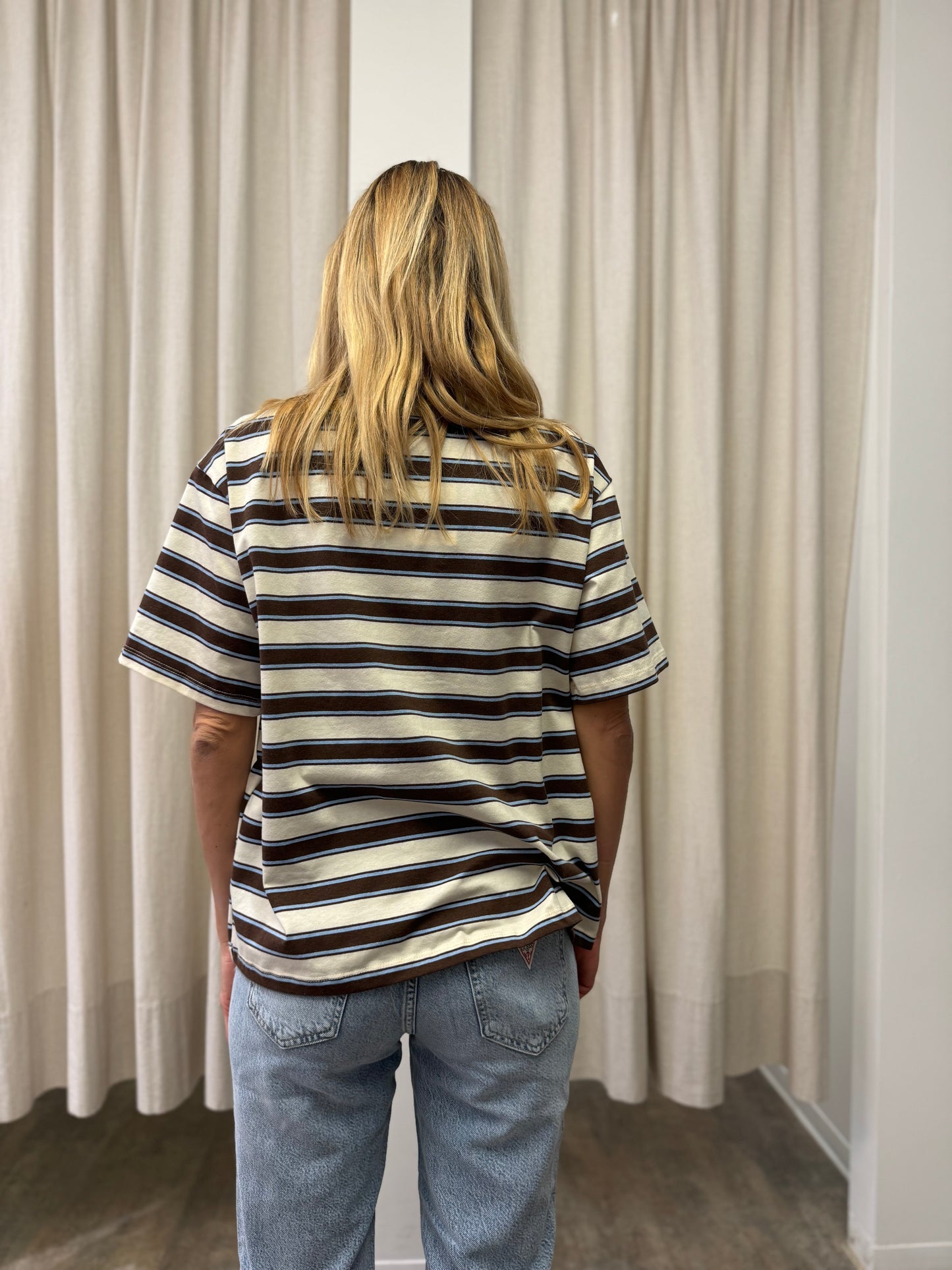 Susy Mix Polo a righe CELESTE/MARRONE