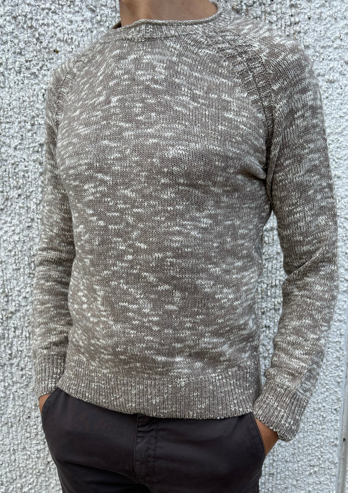 Loft88 Maglia girocollo misto lana bicolor BEIGE/PANNA