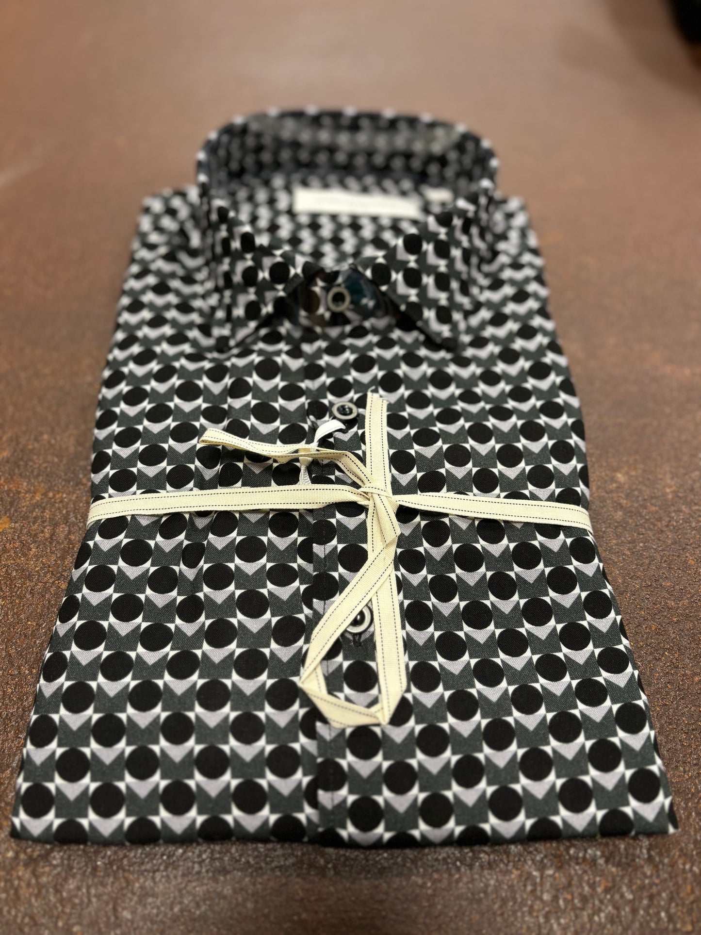 Alessandro Lamura Camicia geometrica cerchi GRIGIO/NERO