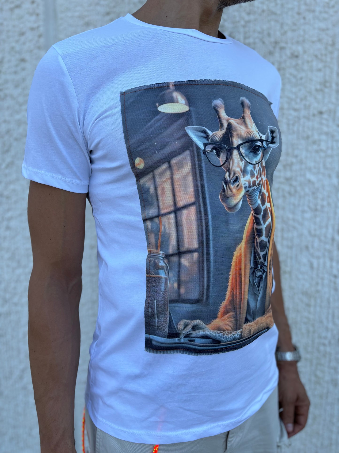 Trepuntonove t-shirt giraffa cardigan BIANCO