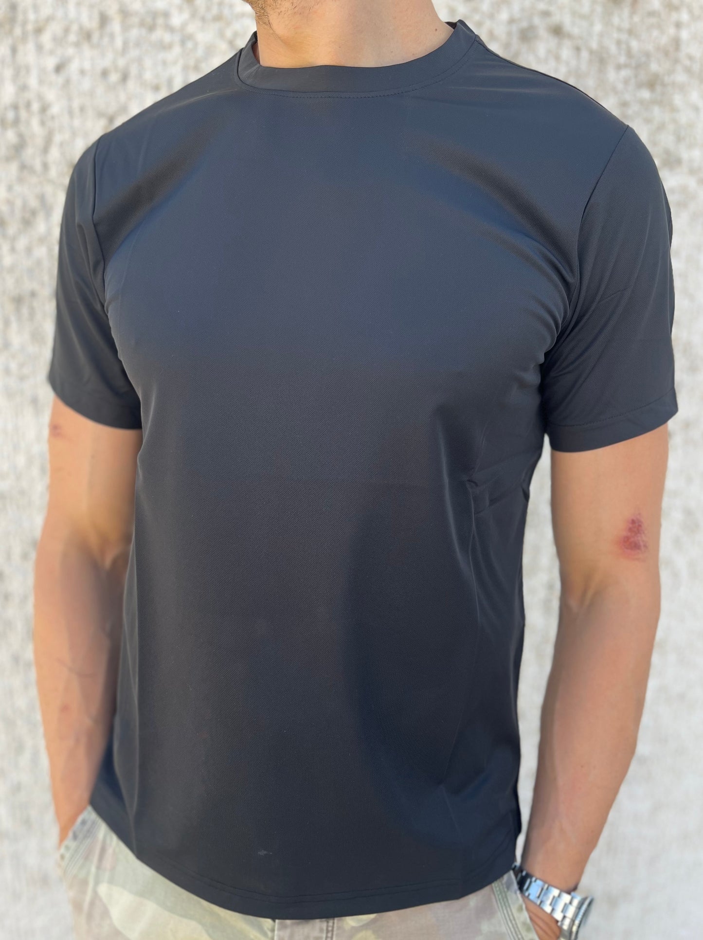 loft88 maglia manica corta in tessuto tecnico piquet NERO
