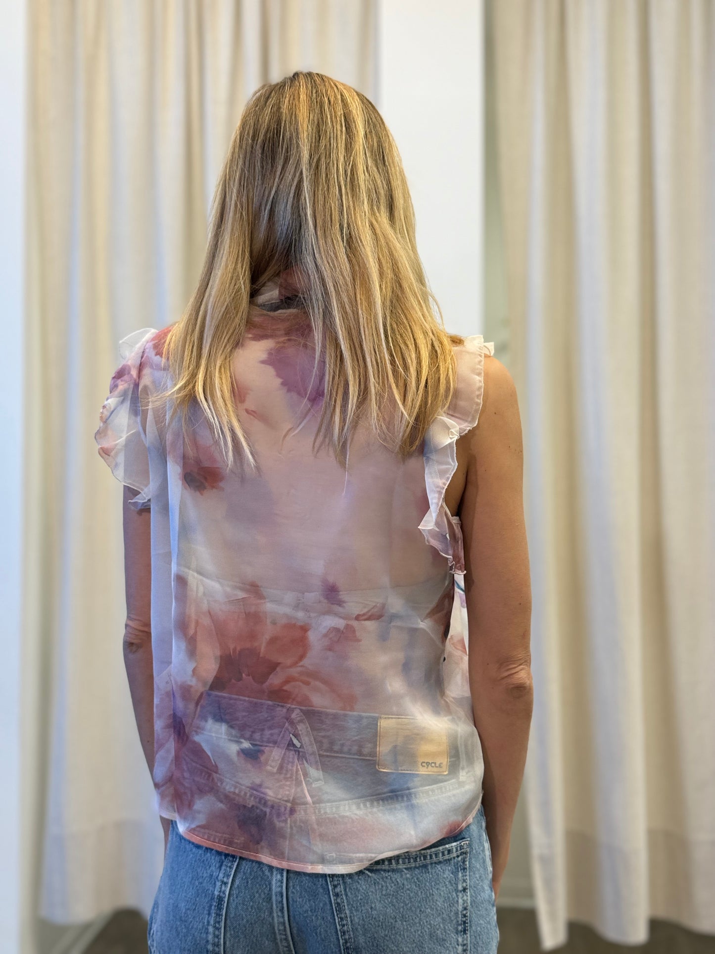 Susy Mix Camicia smanicata con rouches BURRO/LILLA