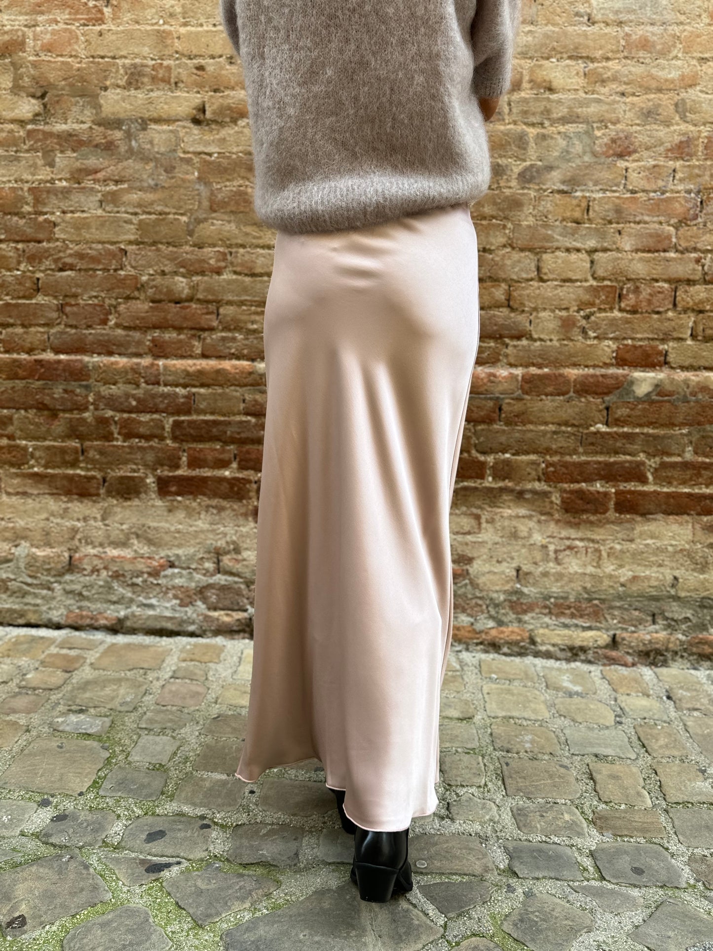 Dixie Gonna lunga satin con elastico in vita ROSA