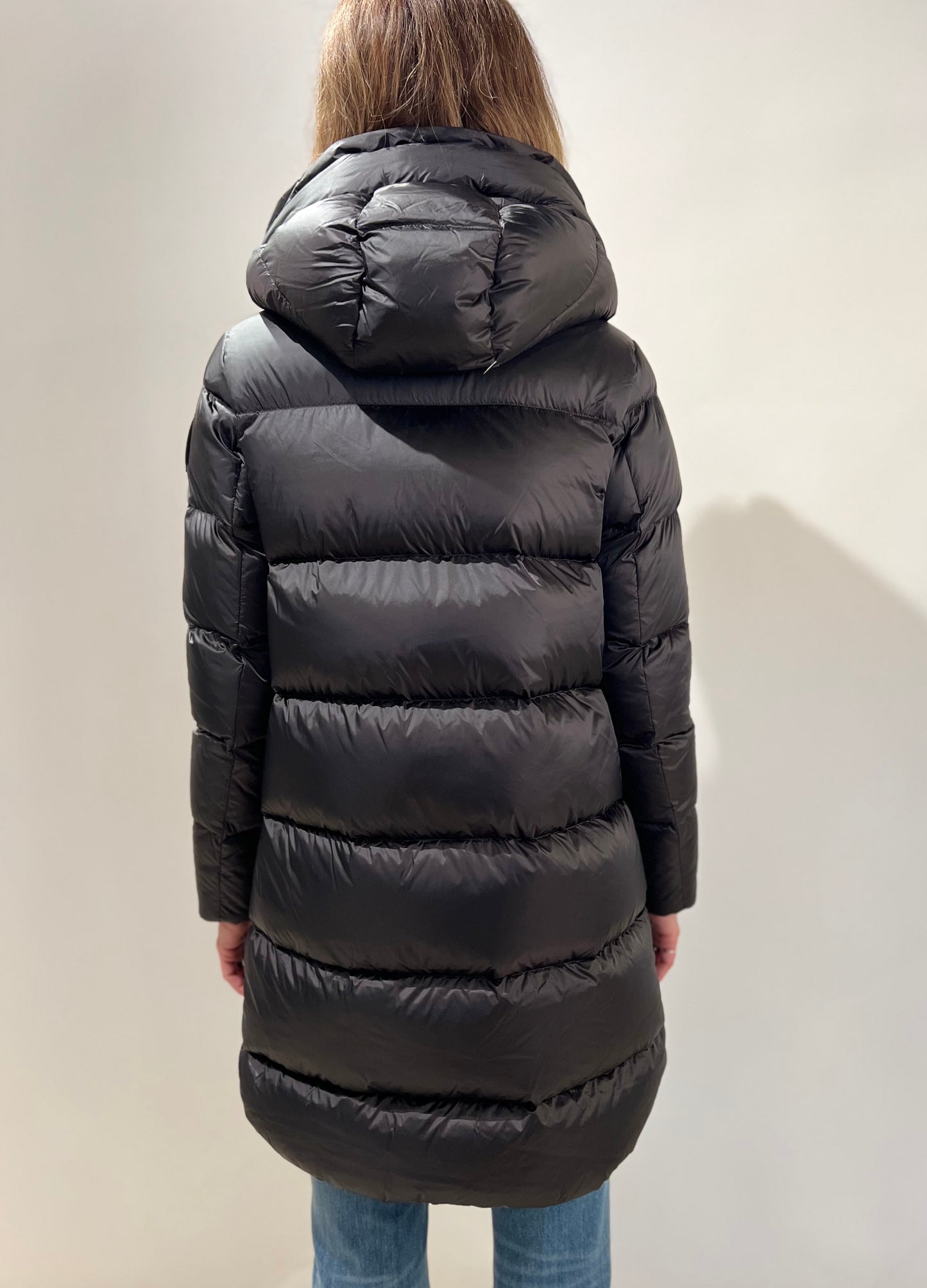 Bomboogie Piumino lungo in nylon bright NERO