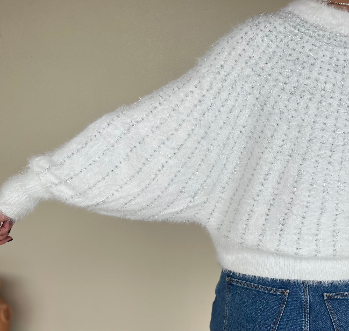 Molly Bracken Maglia maniche a pipistrello pelosetta BIANCO