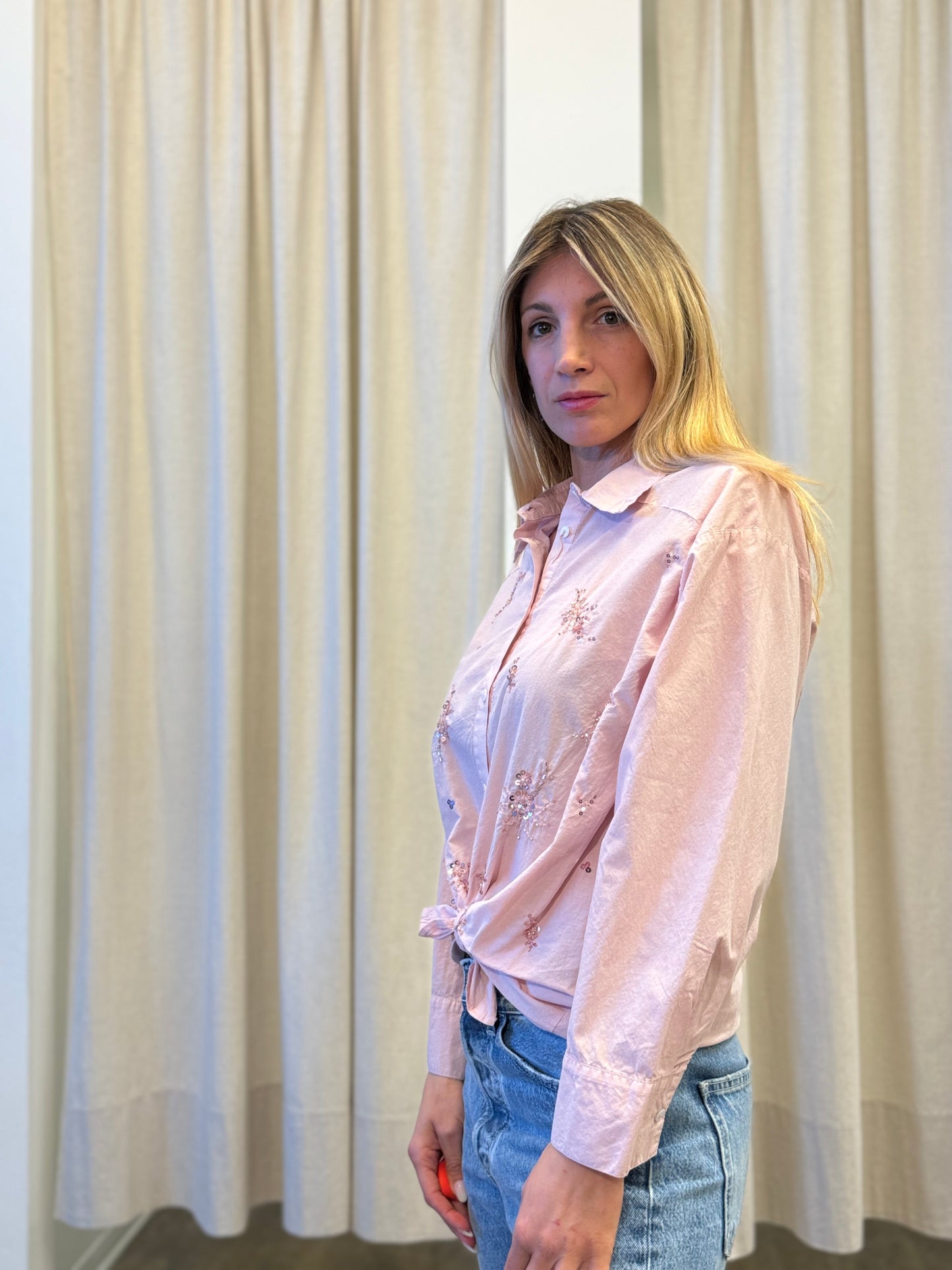 Susy Mix Camicia ricamata con paillettes ROSA