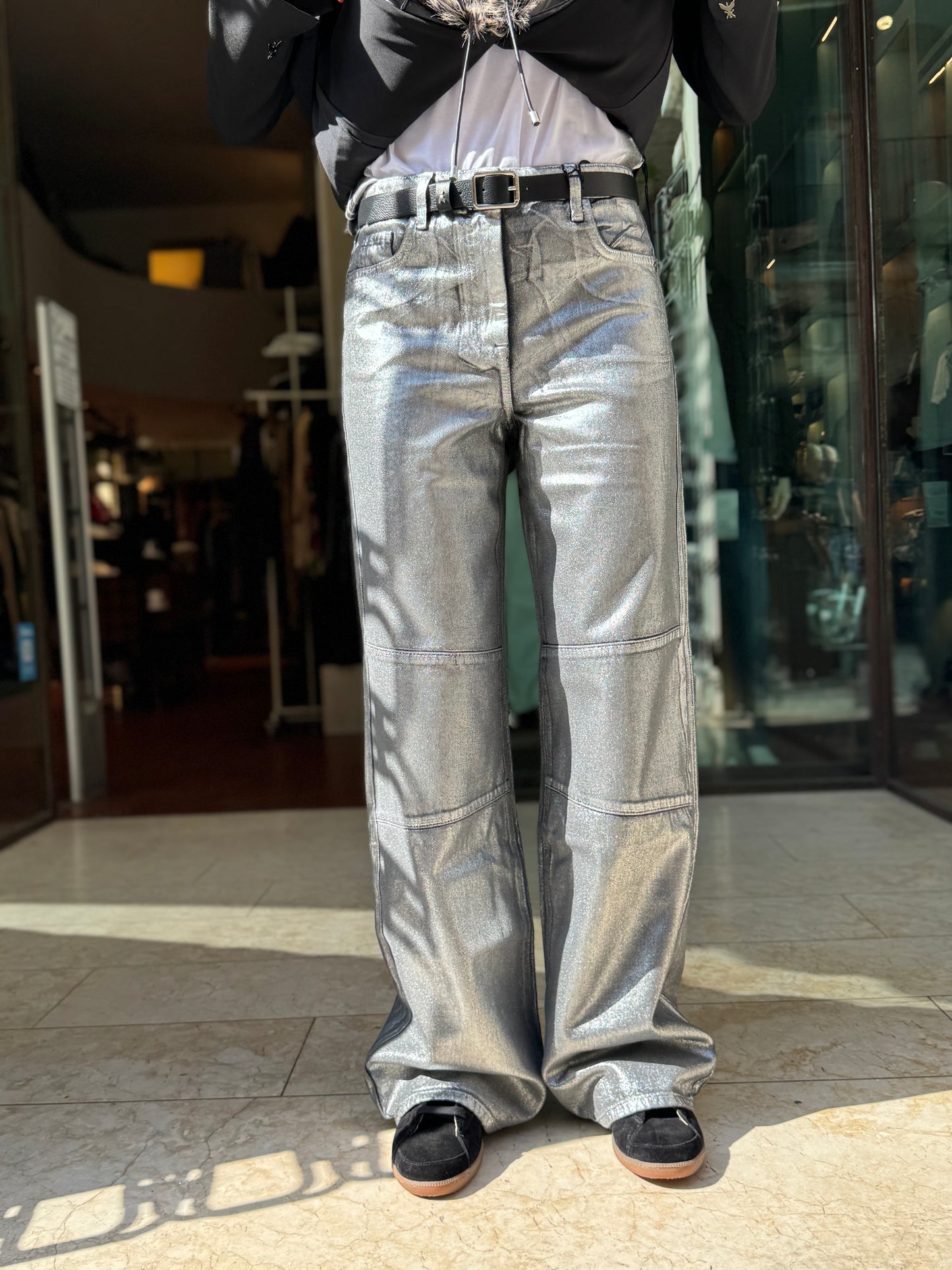 PATRIZIA PEPE Jeans palazzo ARGENTO