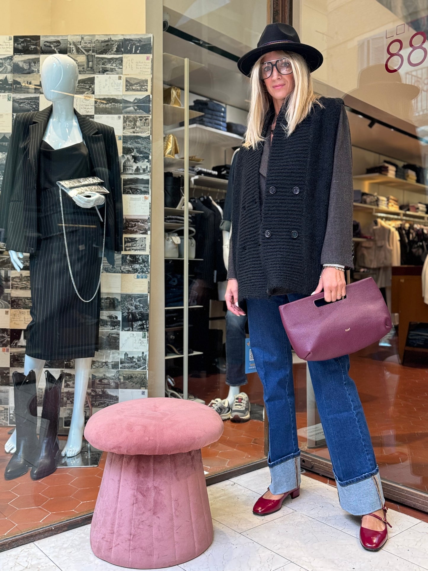 Merci Cardigan in mohair smanicato doppiopetto over NERO