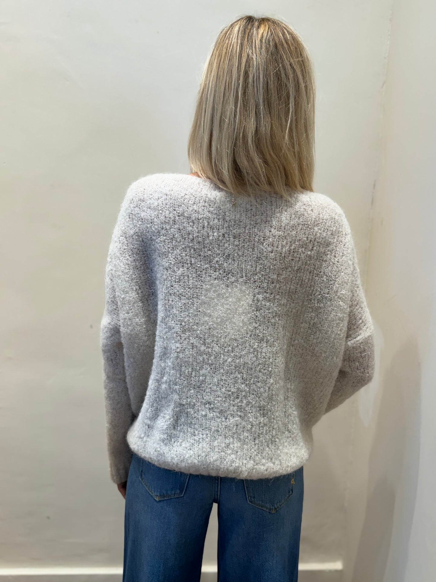 Kocca Maglia over fantasia rombi e piccole paillettes BEIGE