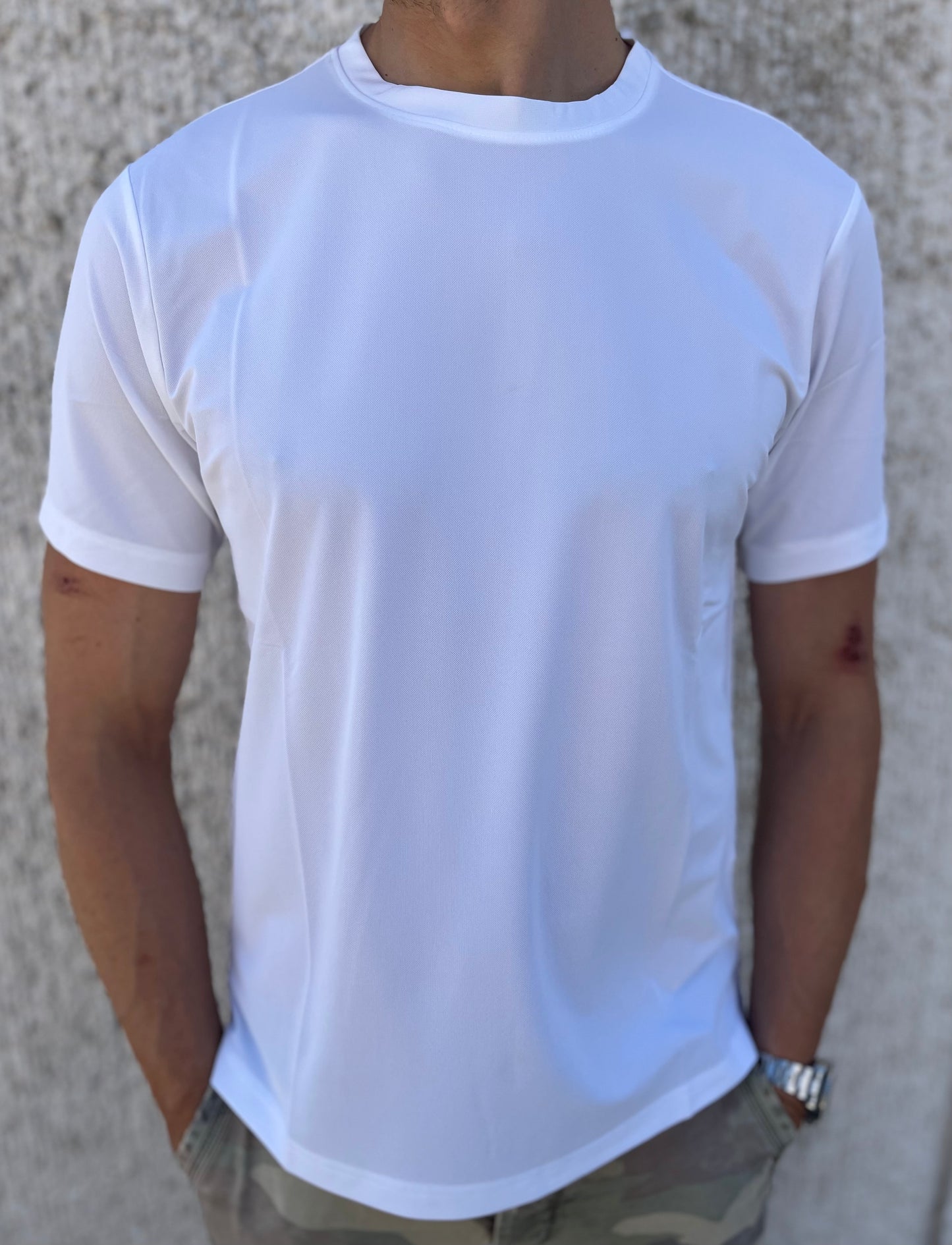 loft88 maglia manica corta in tessuto tecnico piquet BIANCO