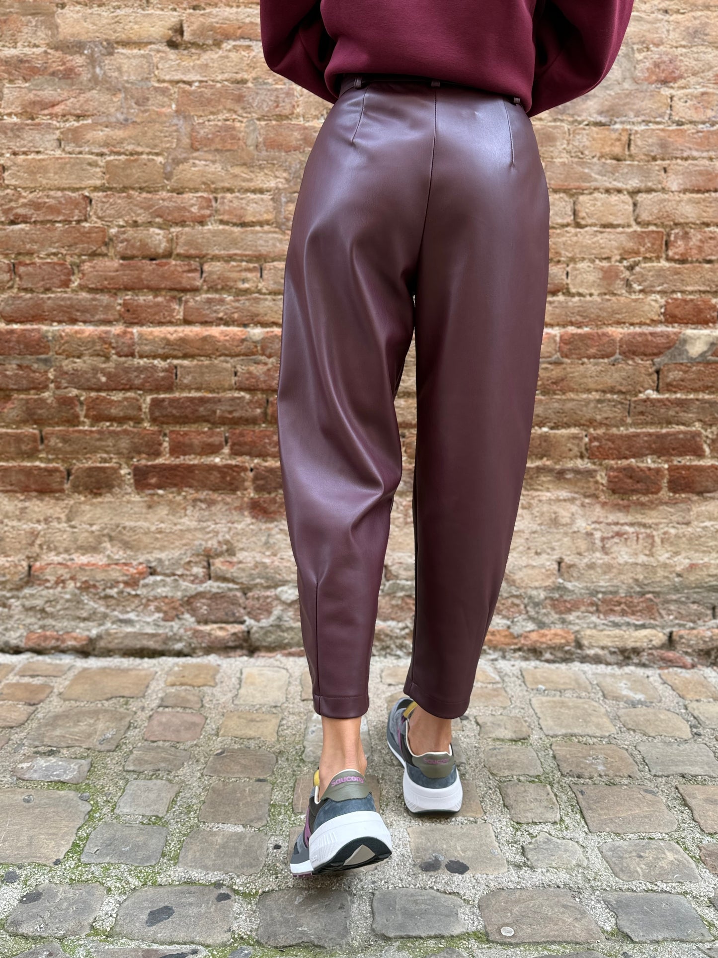 Dixie Pantalone in ecopelle con pences BORDEAUX