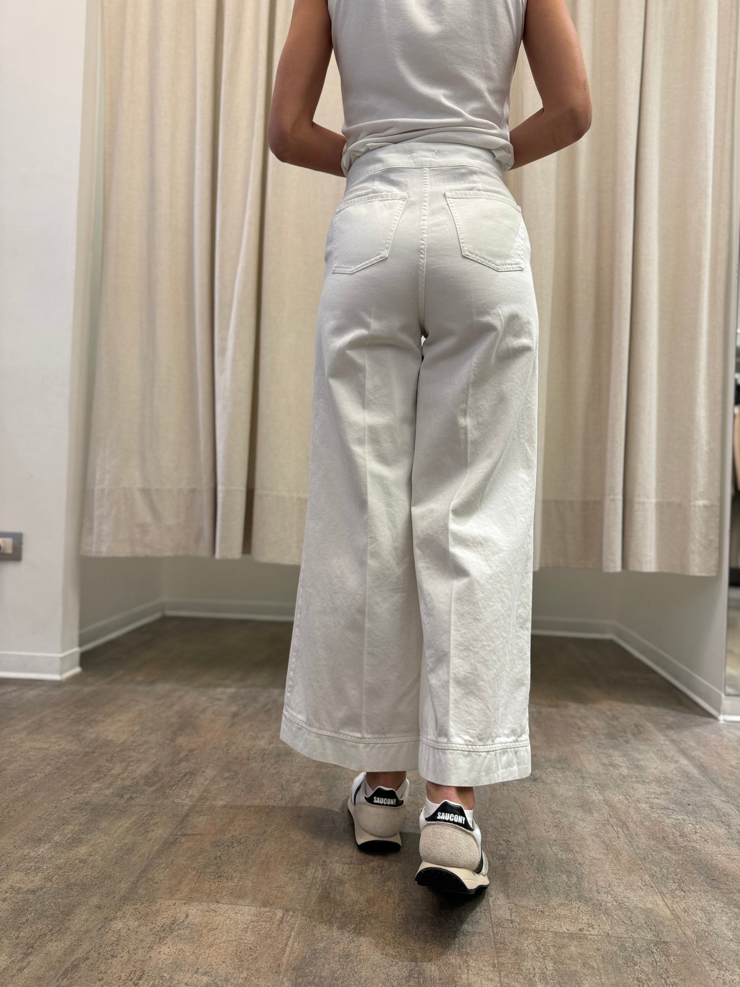 Eco Pantalone largo 100%cotone BIANCO