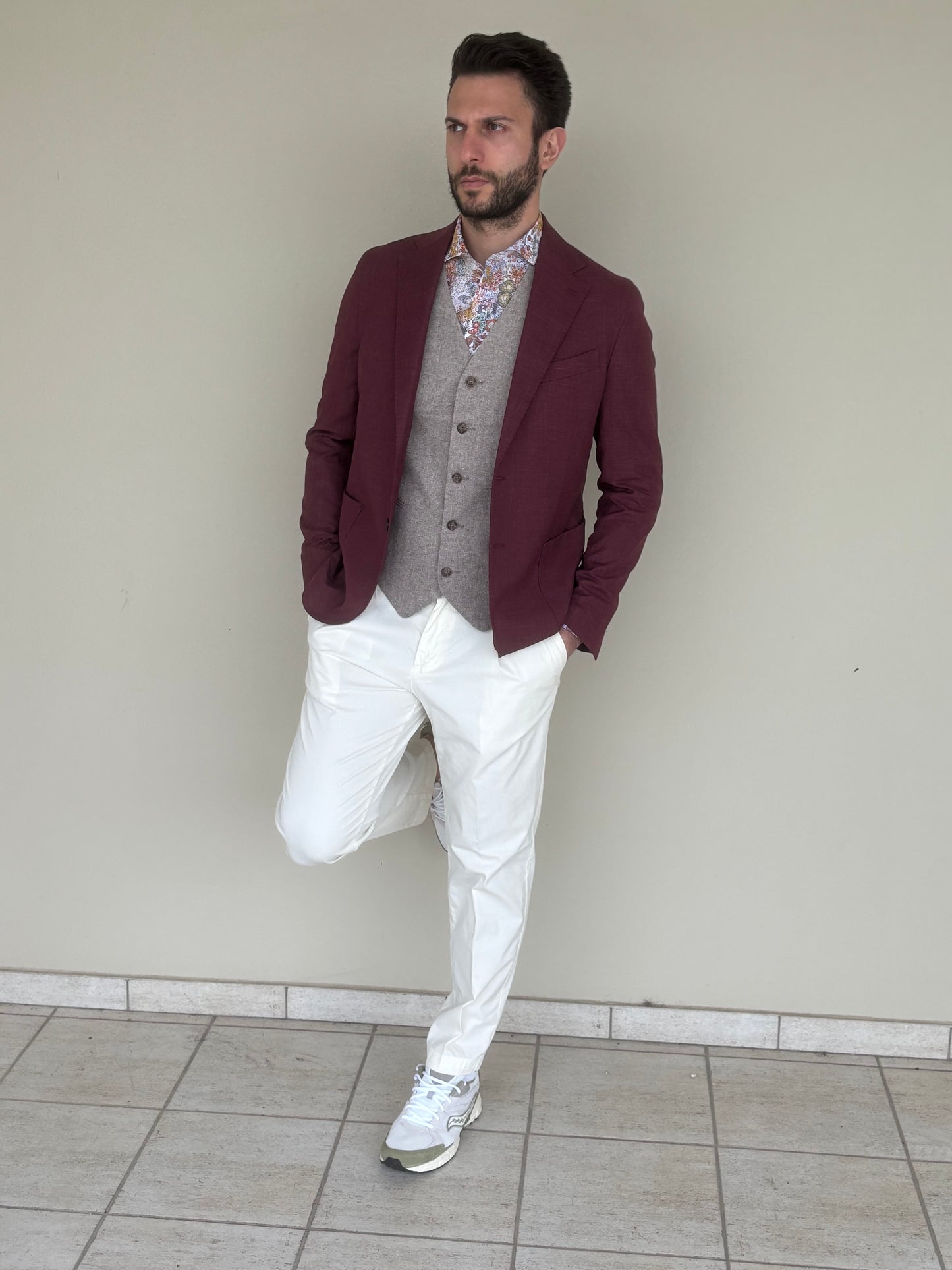 LOFT88 giacca effetto lino BORDEAUX