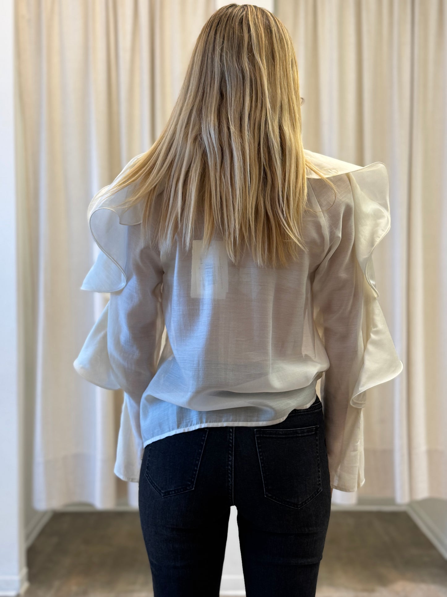 Philia Loft Blusa con rouches lungo la manica LATTE