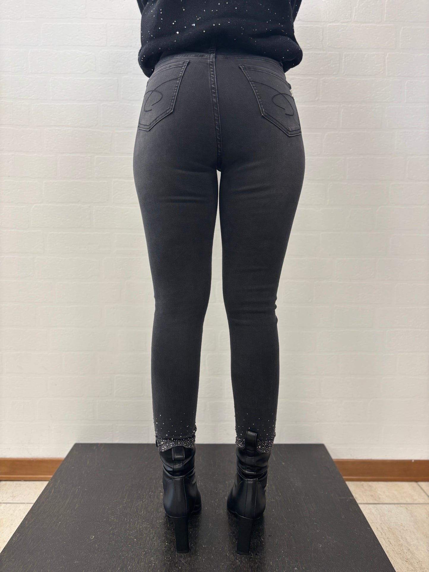 Take Two Jeans con punti luce alla caviglia NERO