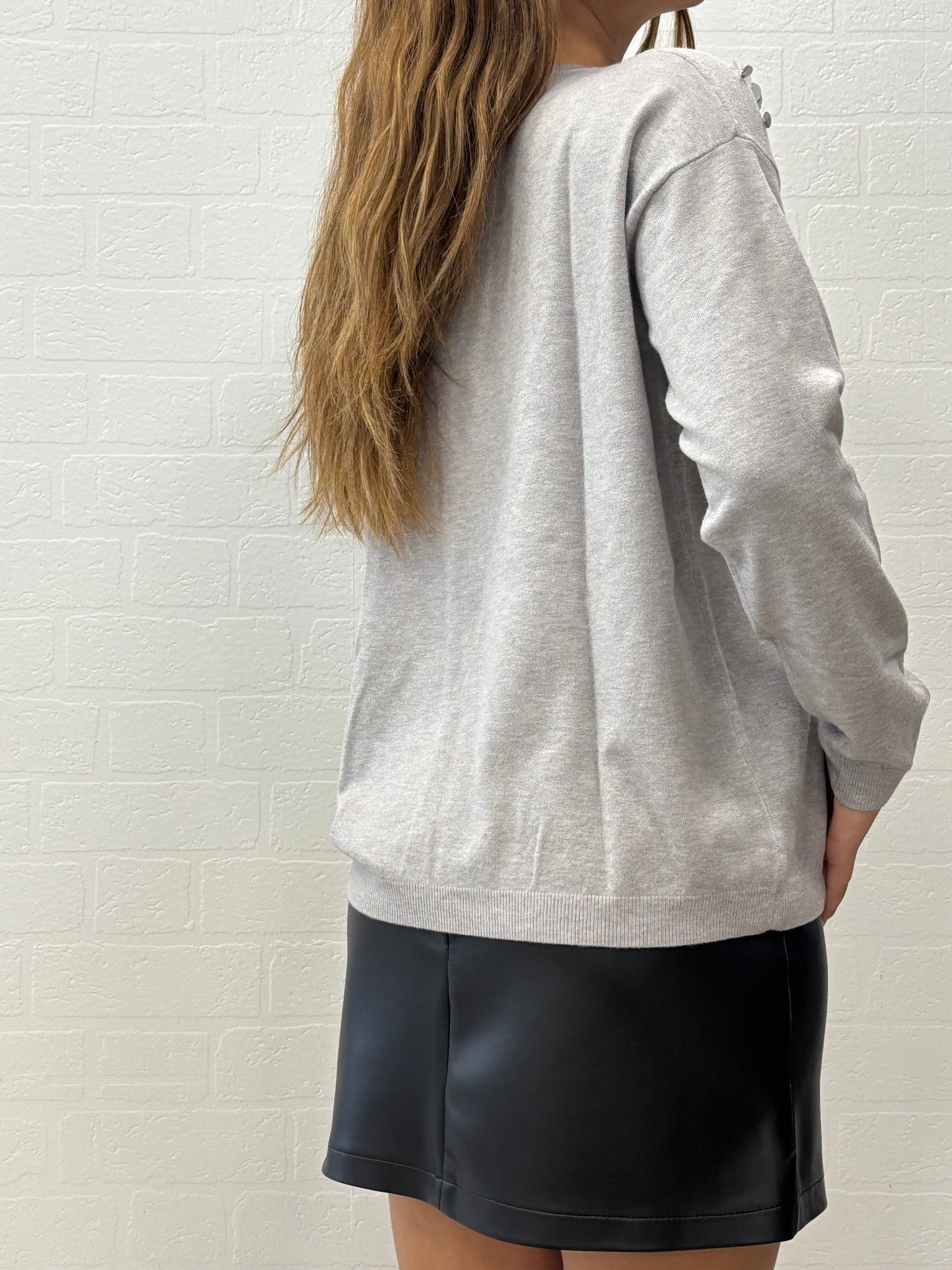 Griffai Maglia girocollo ml con paillettes e strass PERLA
