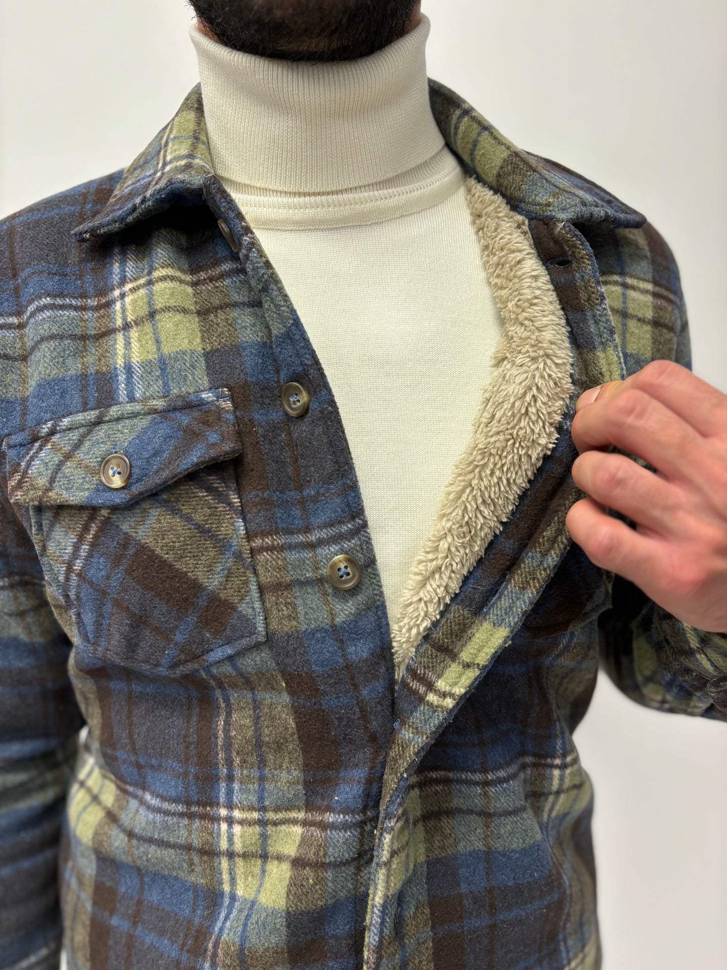 Philotinto Overshirt in flanella a quadri VERDE/BLU