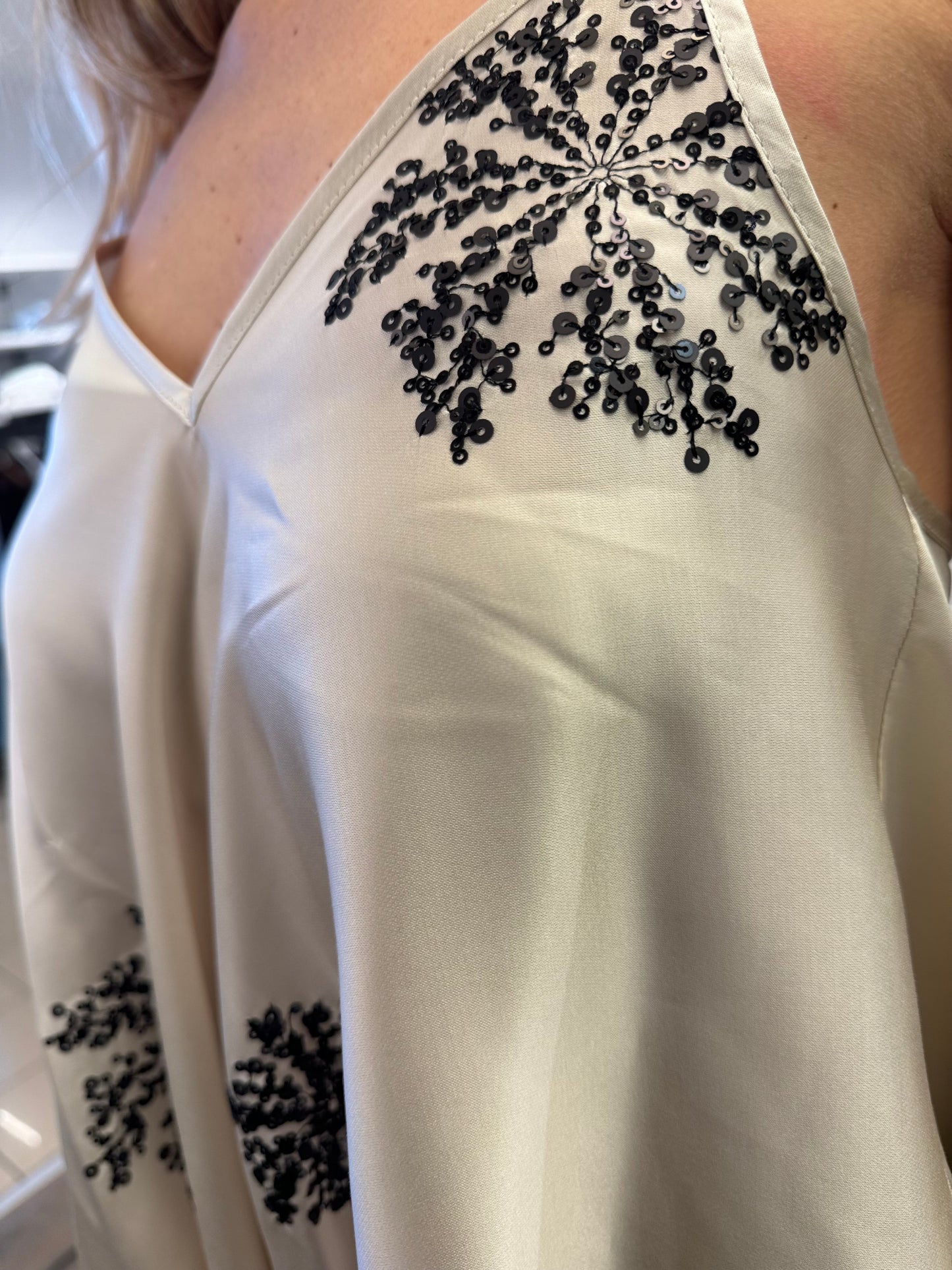 Relish tuta con pantalone a palazzo fiori e paillettes CHAMPAGNE