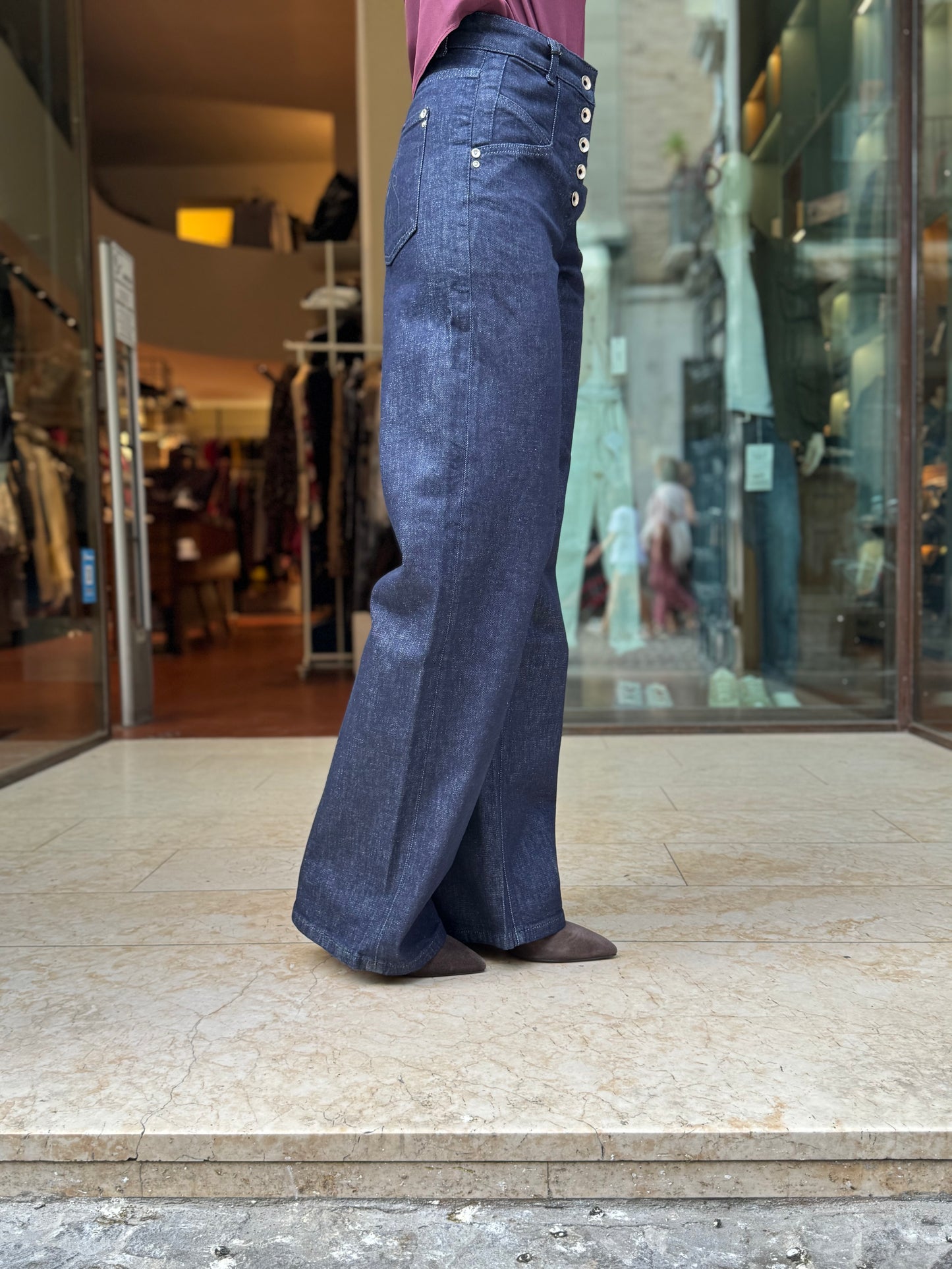 PATRIZIA PEPE Jeans palazzo con bottoni BLU