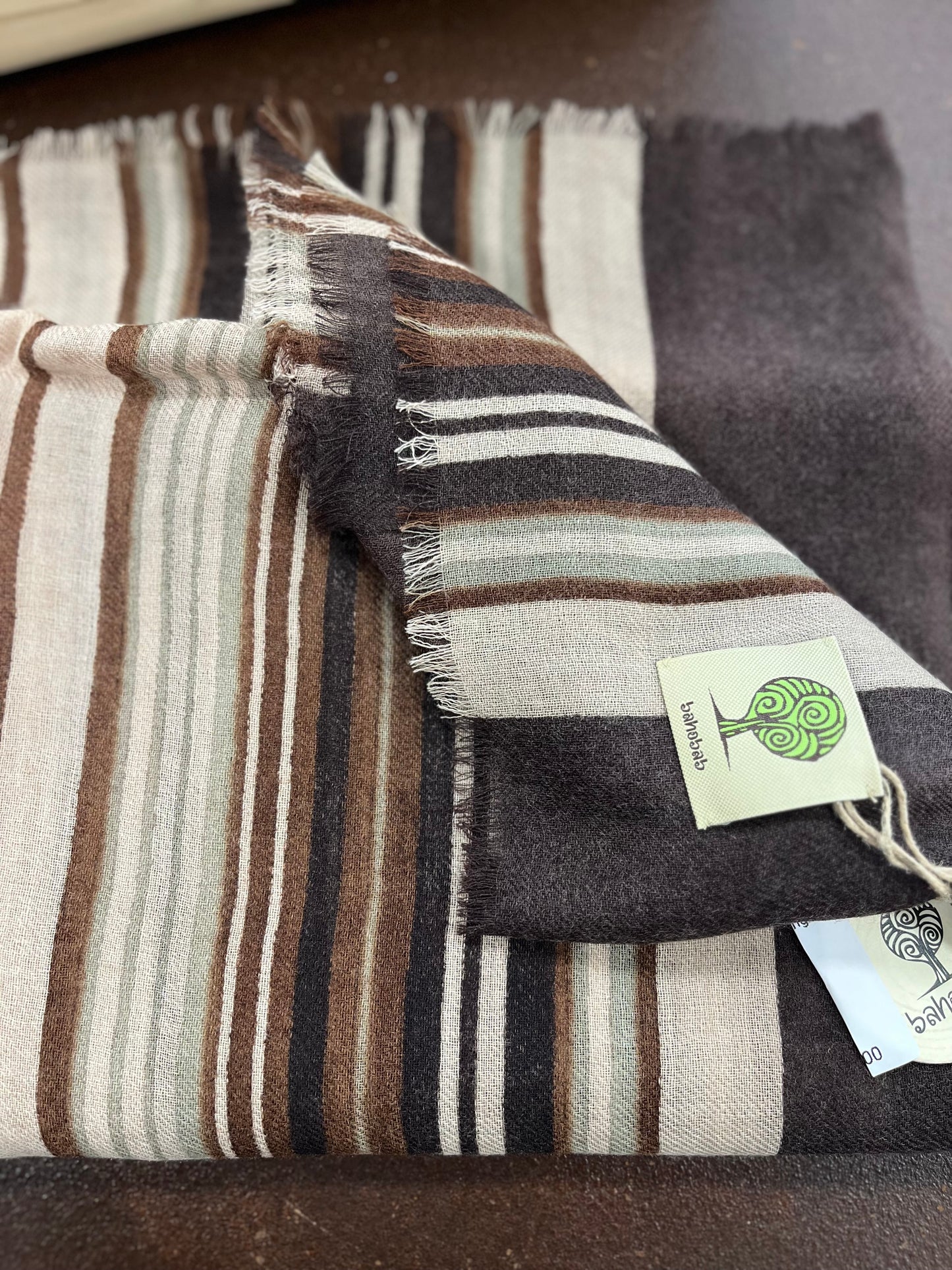 Bahobab Sciarpa 100% lana fantasia righe MARRONE/BEIGE