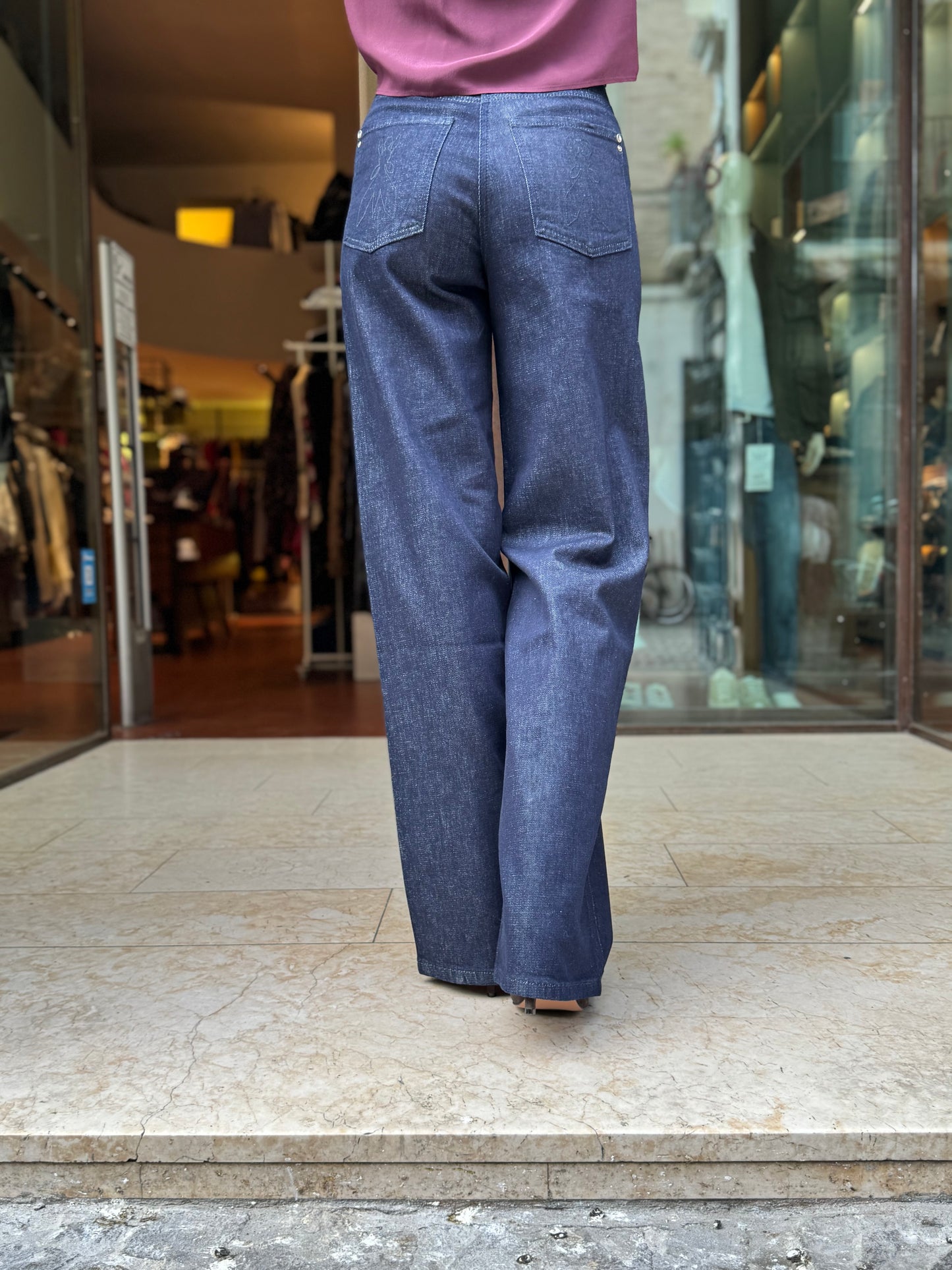 PATRIZIA PEPE Jeans palazzo con bottoni BLU