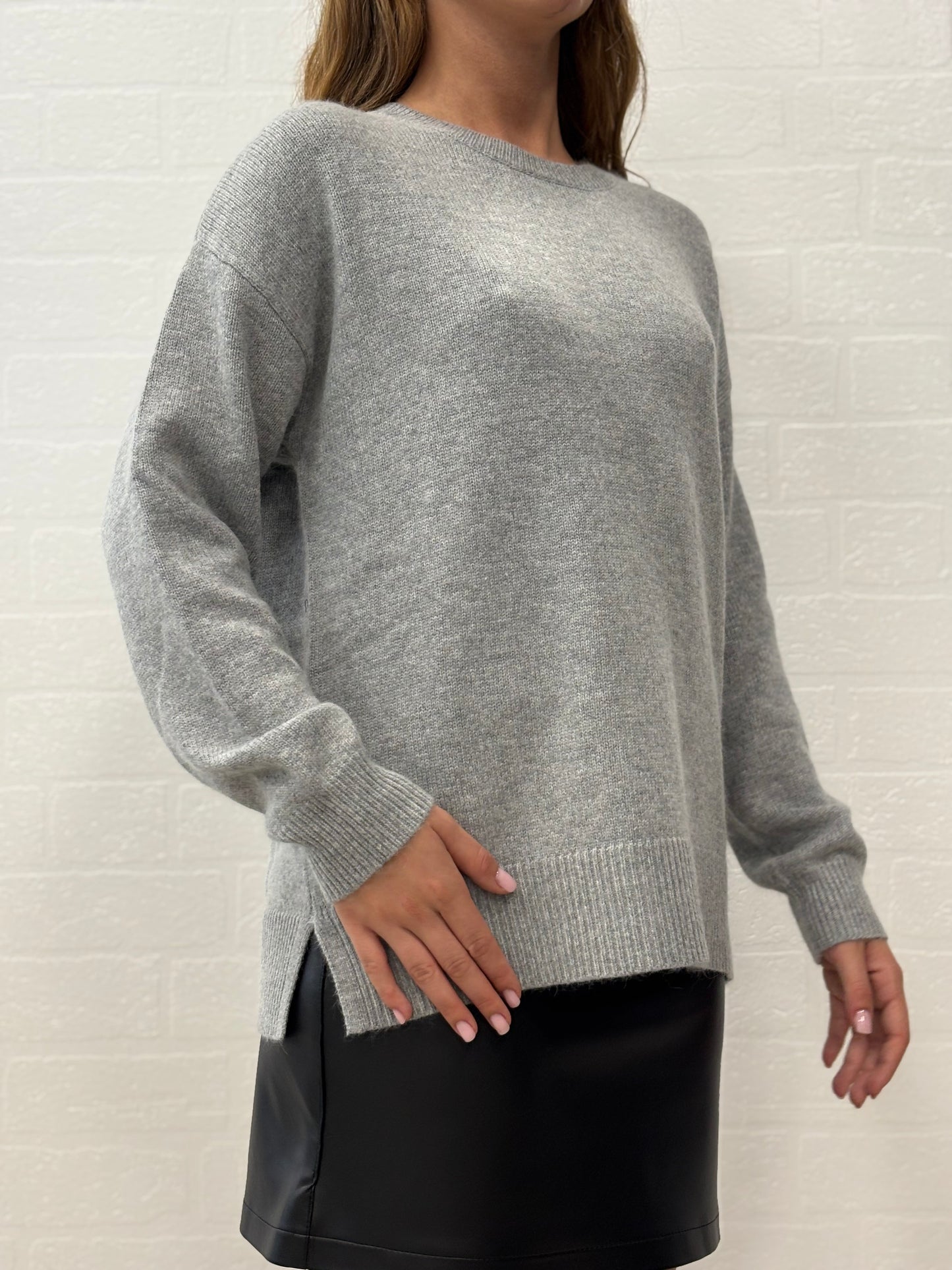 Griffai Maglia over ml girocollo in lana/angora PERLA