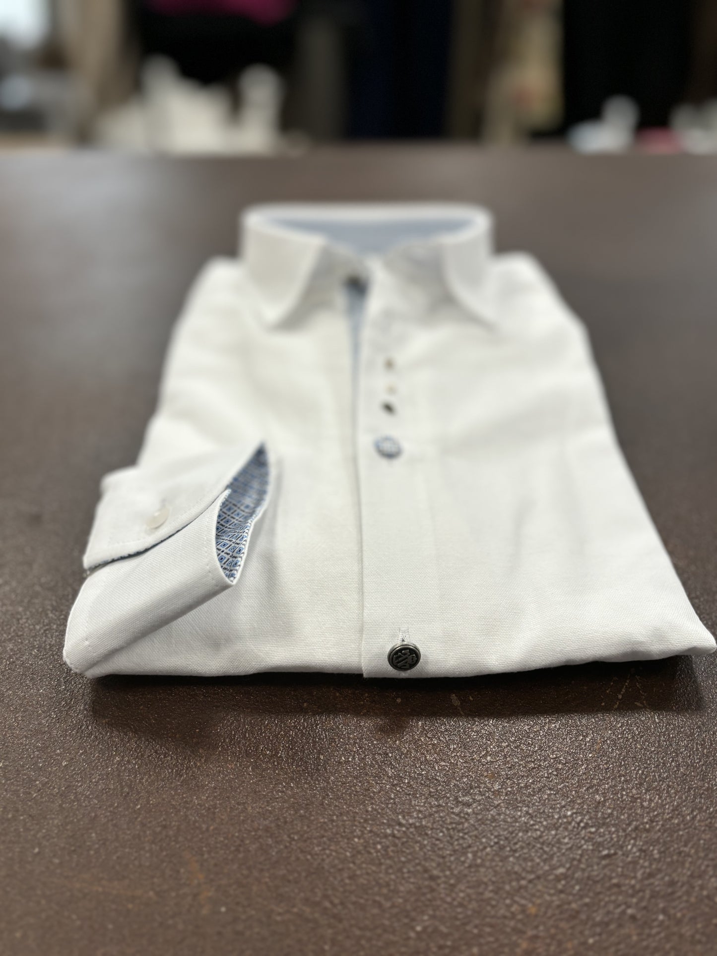 Seinse Camicia bottoni a interno colletto, cannoncino e polsi fantasia BIANCO