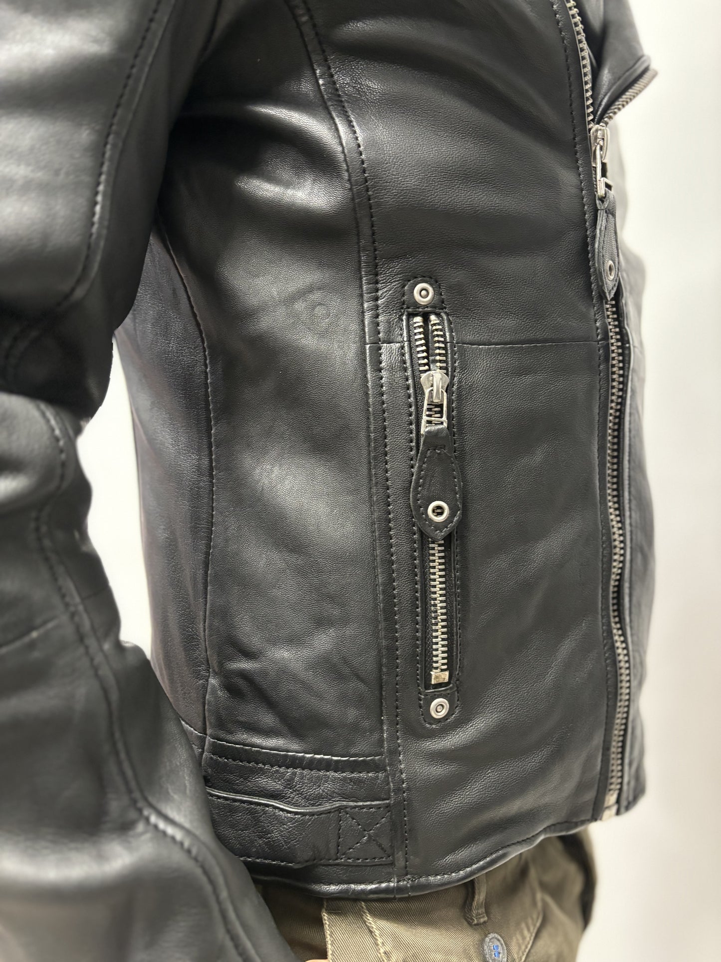 Mauritius Giubbino vera pelle Chiodo NERO