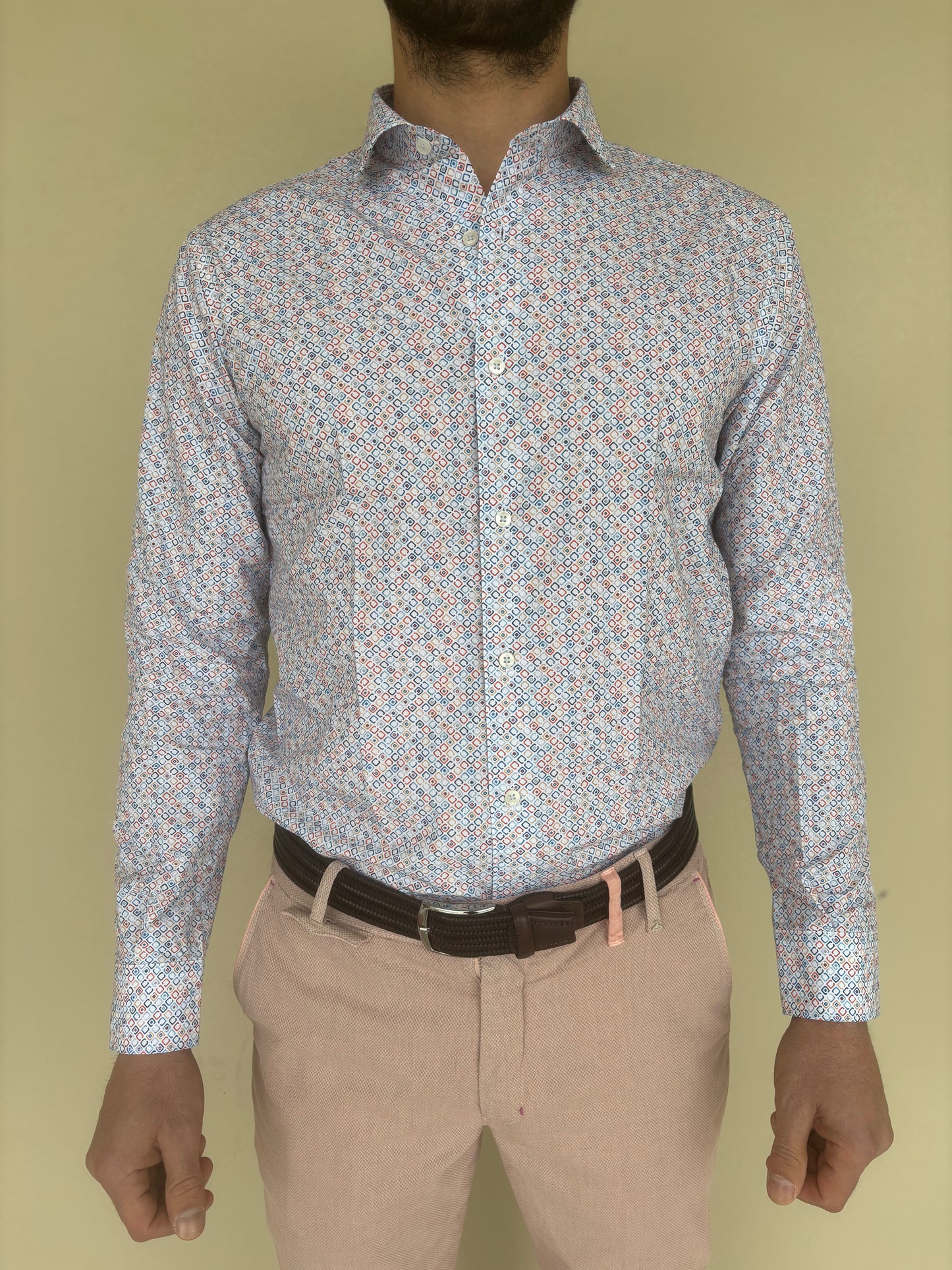 Alessandro Lamura Camicia fantasia rombi piccoli MULTICOLOR