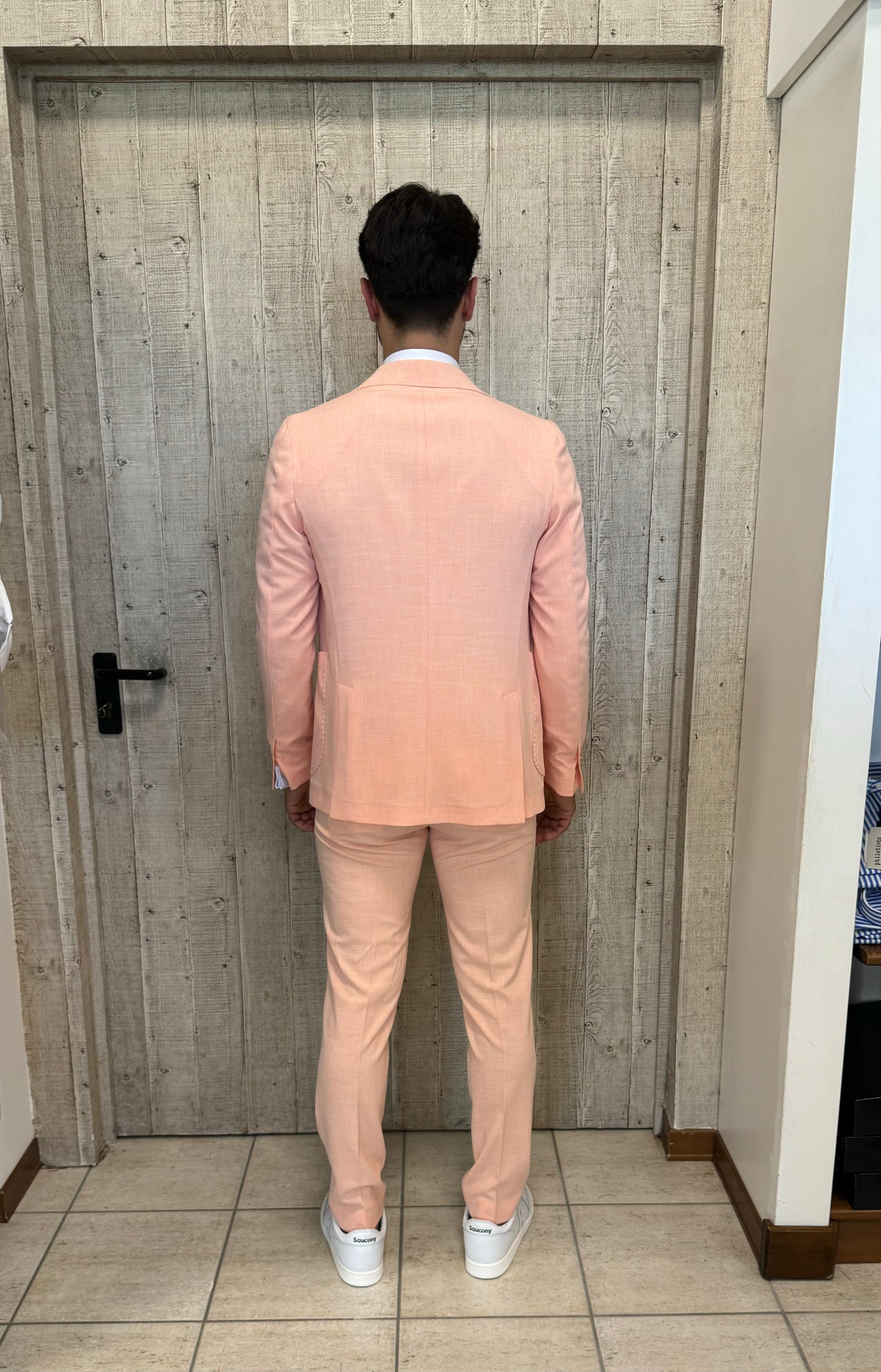 loft88 abito tasca toppa effetto lino SALMONE