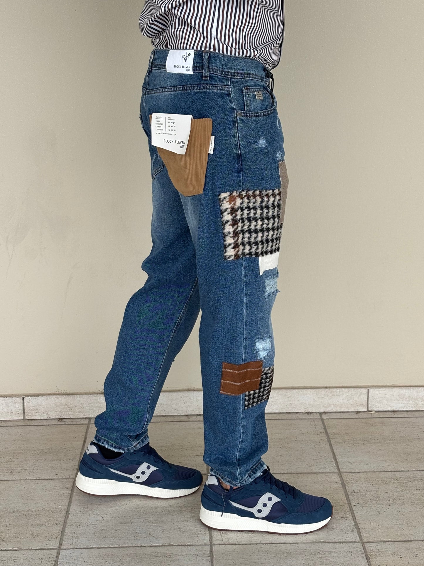 BL11 Jeans patch con strappi DENIM