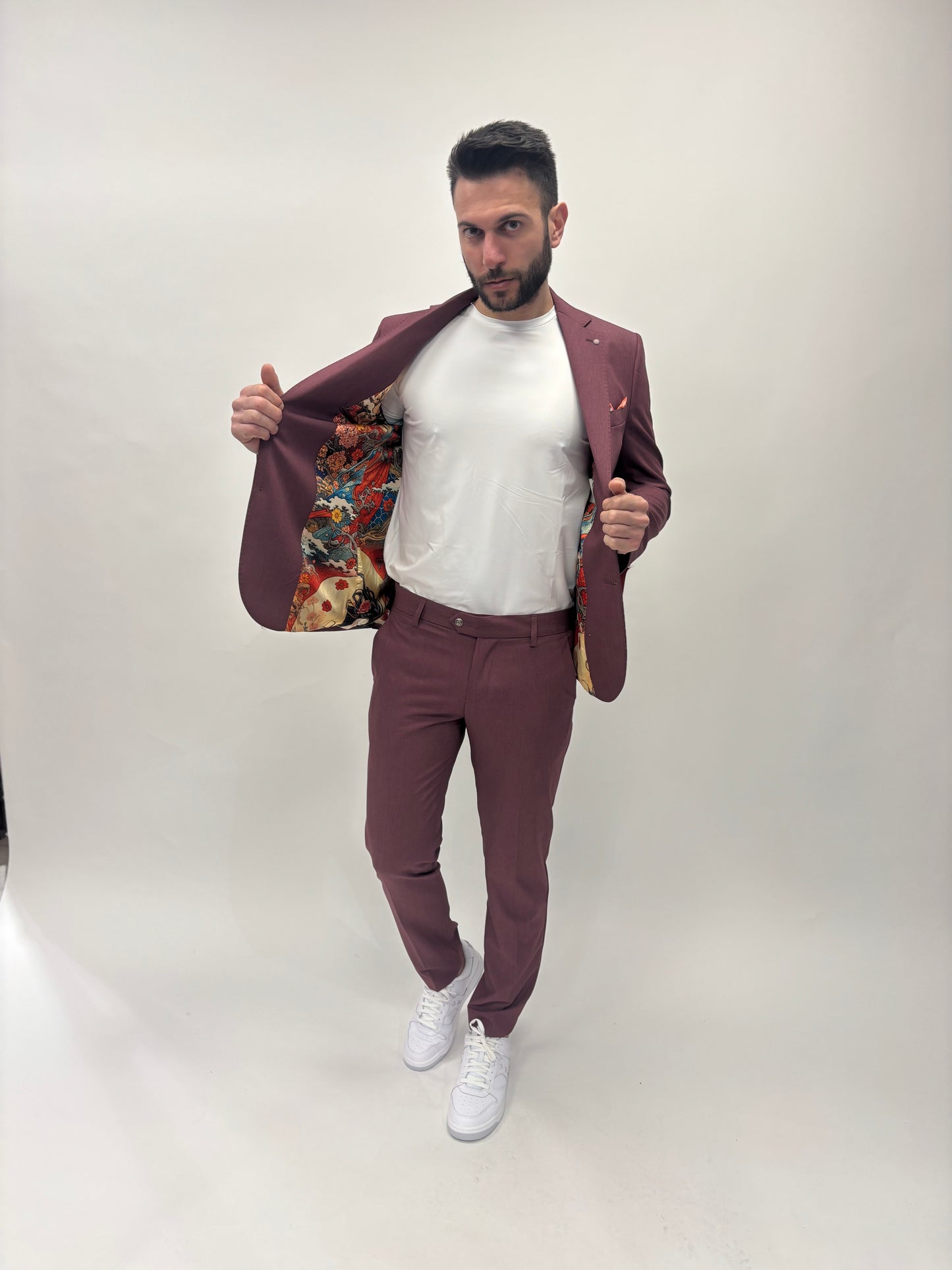 Bharnaba abito slim fit tasca pattina GERANIO