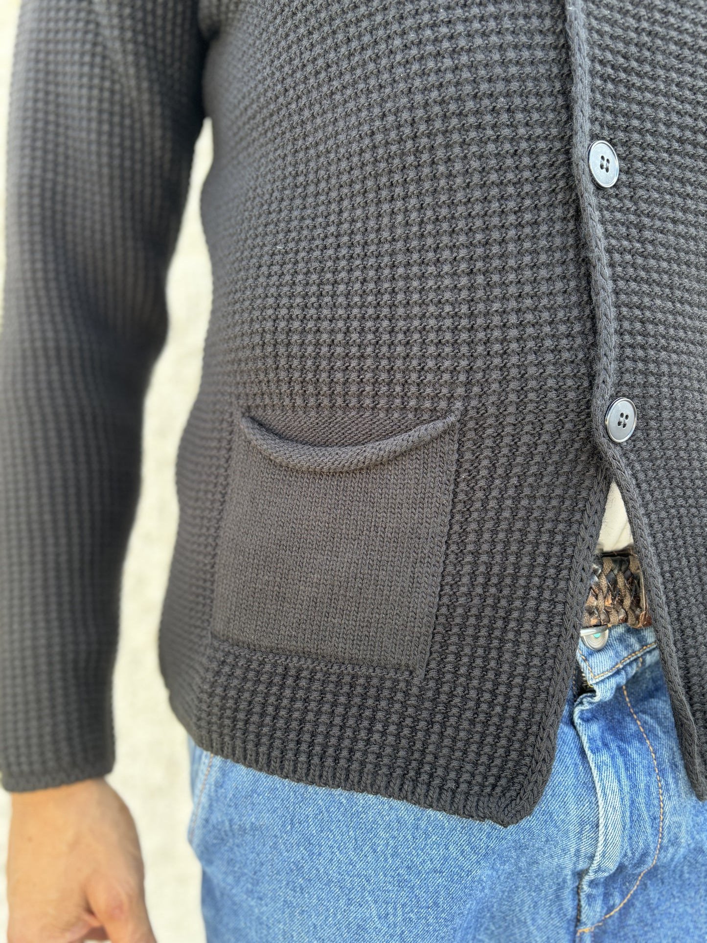 Trepuntonove Giaccamaglia monopetto con rever NERO