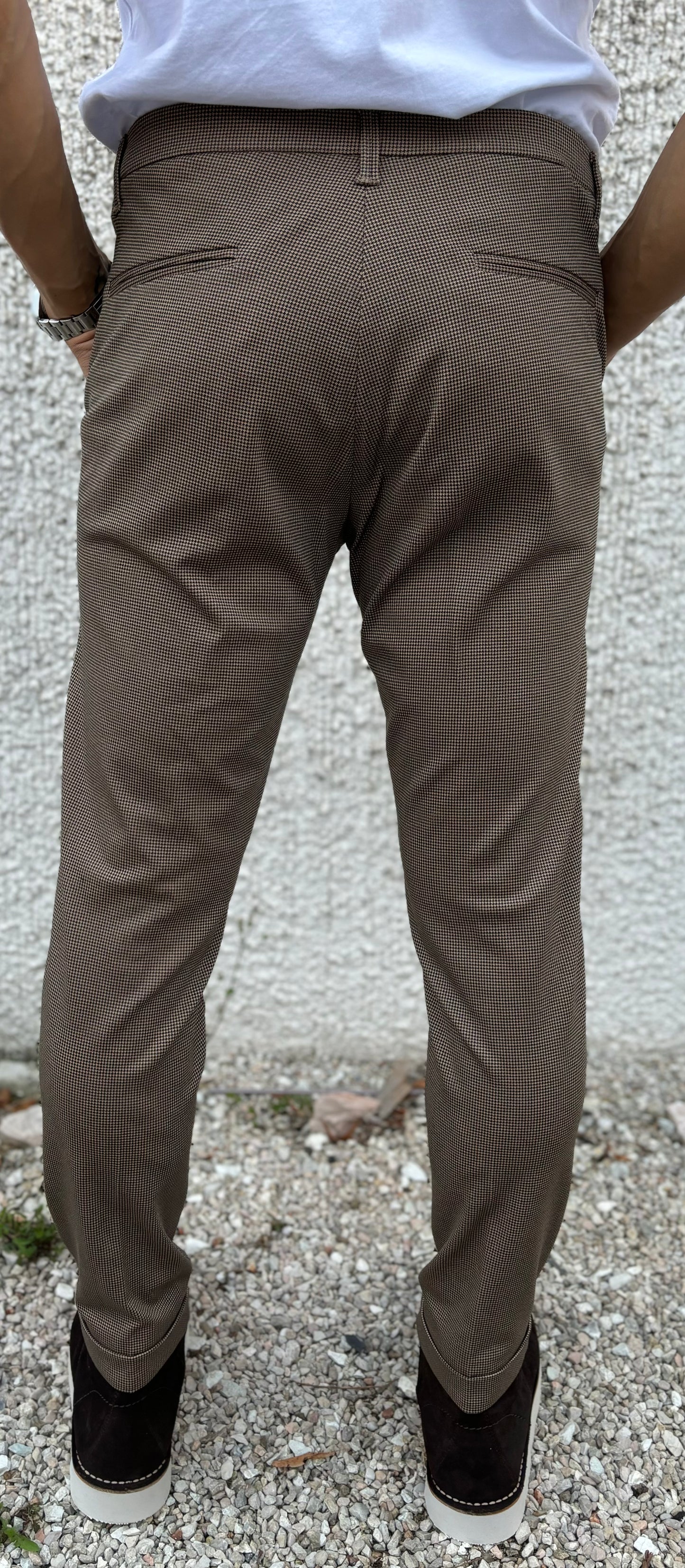 Squad Pantalone microfantasia pied de poule SABBIA