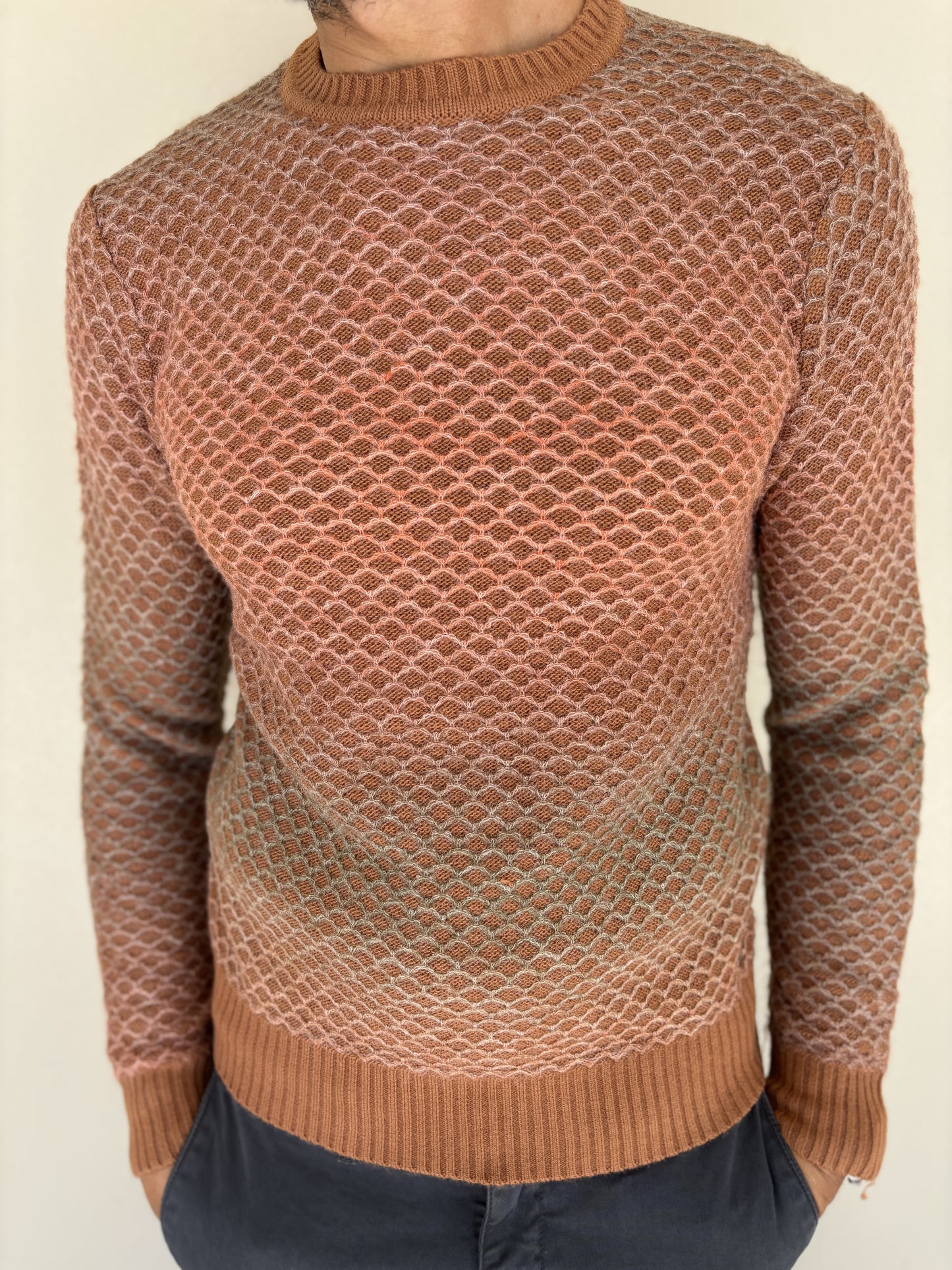 Markup Maglia girocollo, nido d'ape filo arancio/sabbia TABACCO