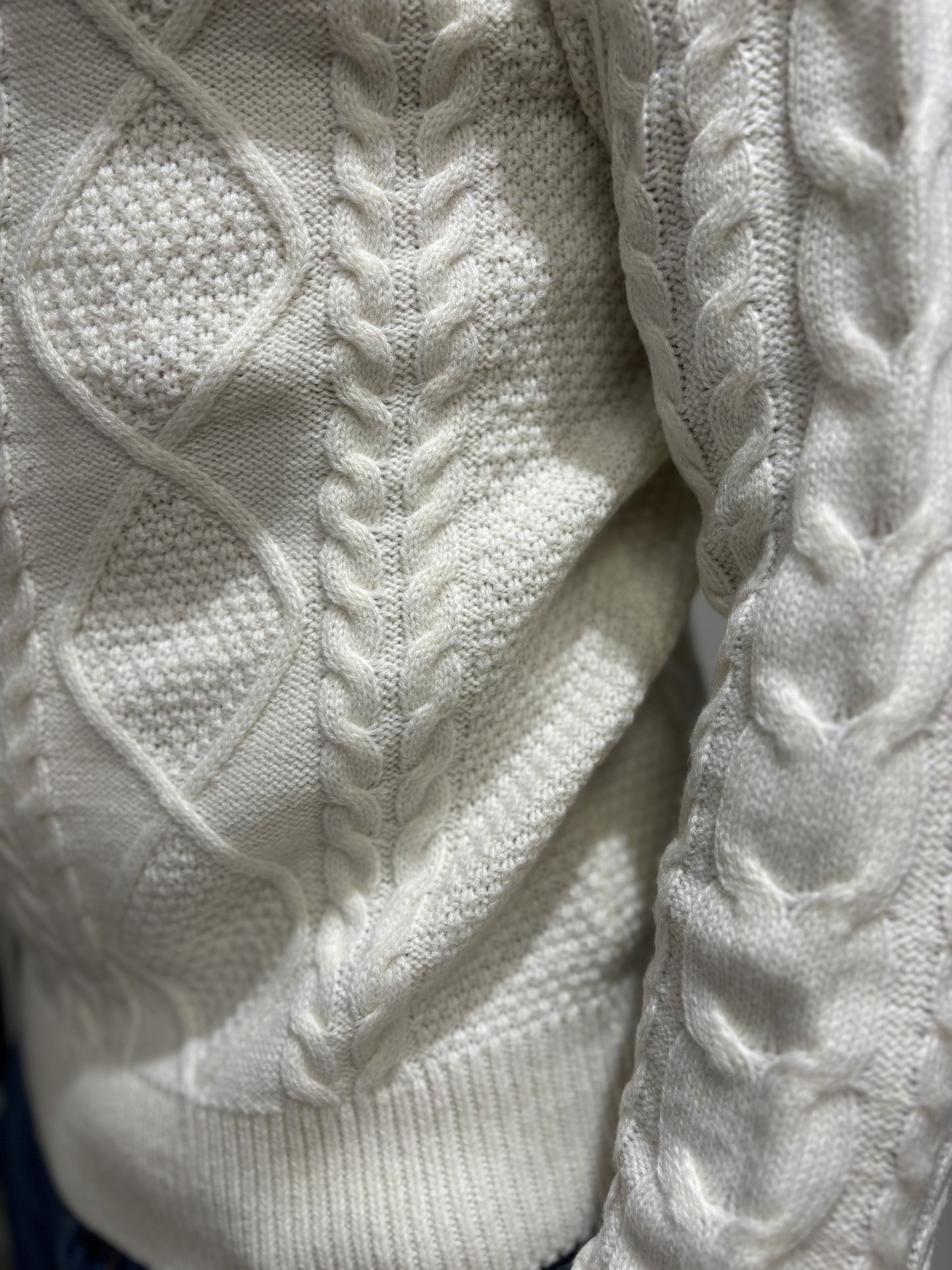 Loft88 maglia girocollo trecce PANNA