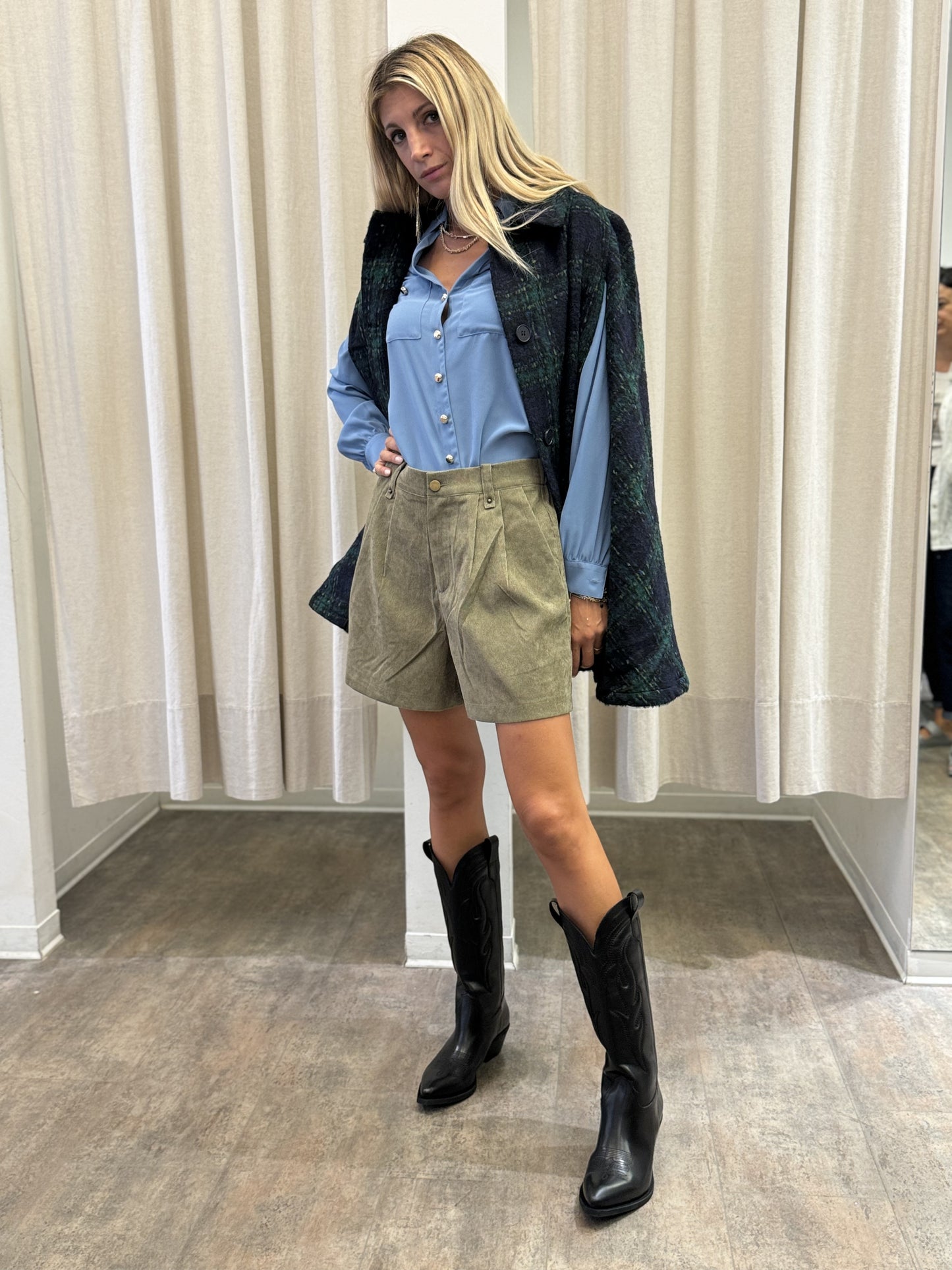 Relish Camicia m/lunga con collana più tasche AZZURRO