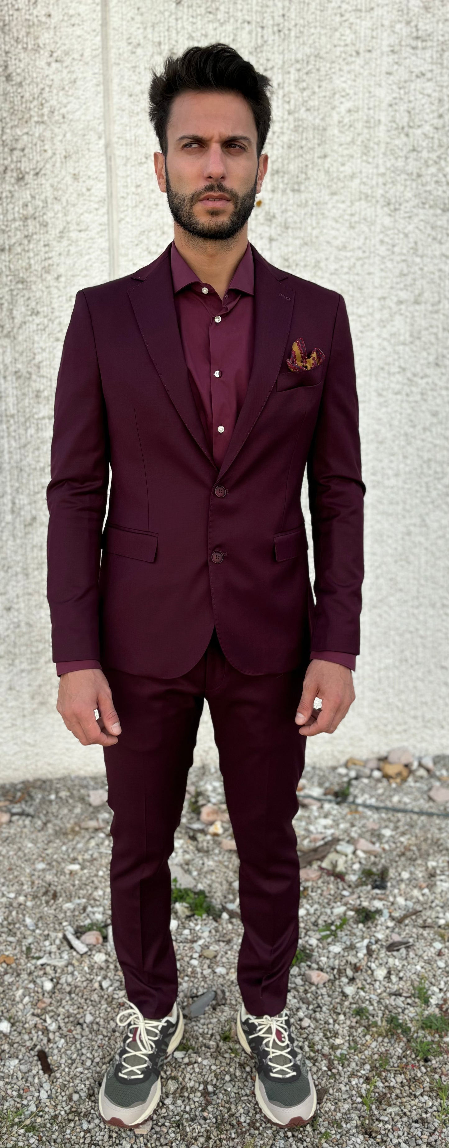 Loft88 Abito tinta unita collo dentellato BORDEAUX