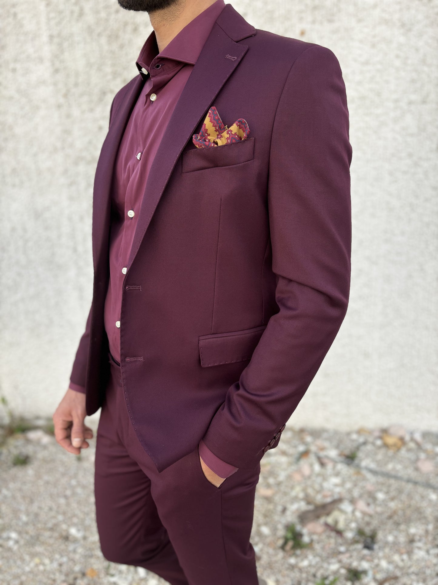 Loft88 Abito tinta unita collo dentellato BORDEAUX